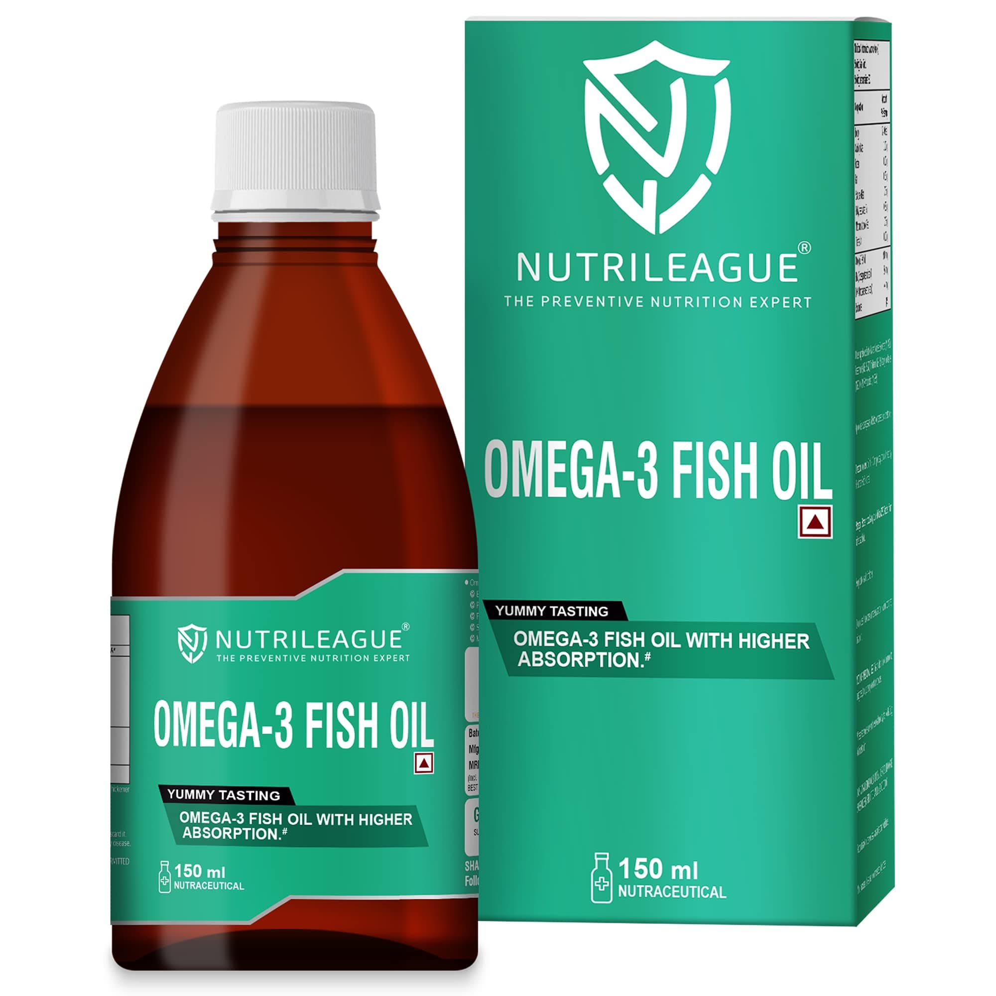 Omega-3 Fish Oil 600 mg Syrup with EPA & DHA | 150 ml | Support Cognitive Development and Immunity |improve Brain & Memory Function | High Strength EPA&DHA concentration | Nonveg | Choose Omega 3 and smile for miles. (Nutrileague Now in India) (Pack Of 1)