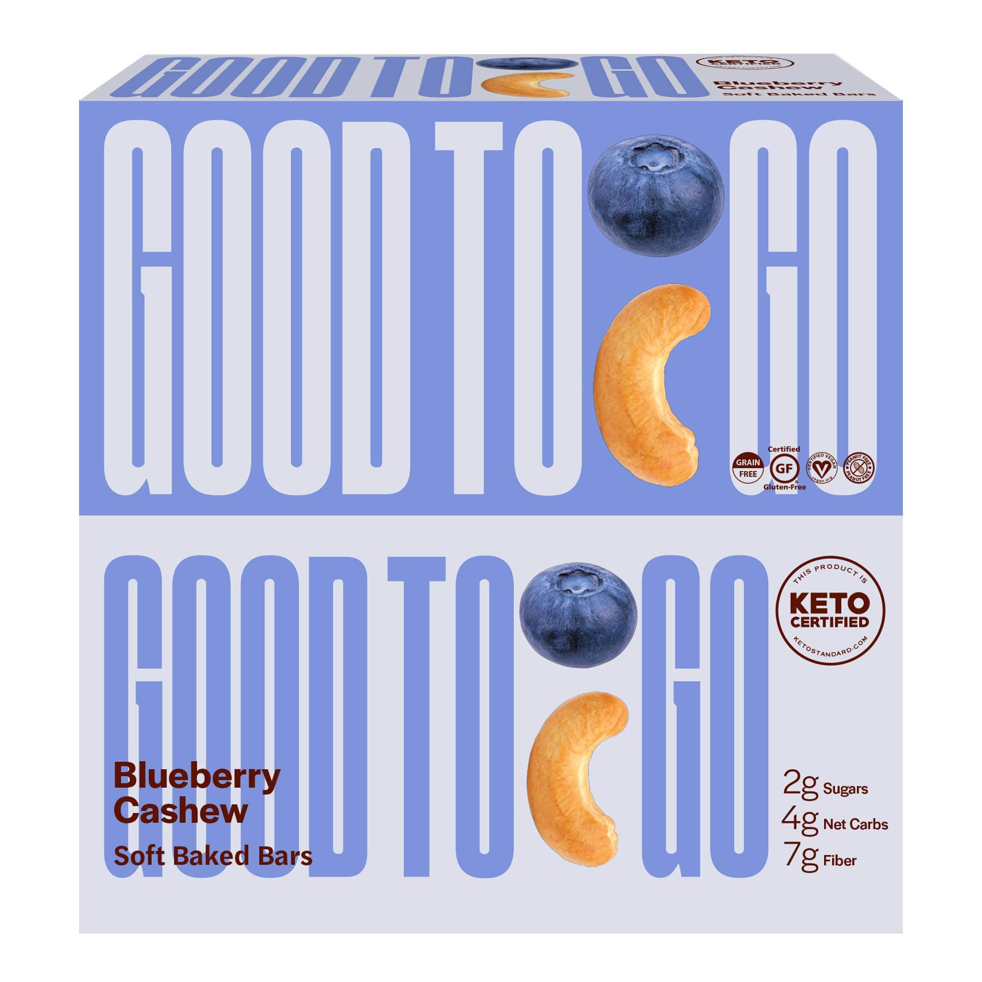 GOOD TO GO Soft Baked Bars - Blueberry Cashew, 9 Pack - gluten-free, Keto Certified, Paleo Friendly, Low Carb Snacks…