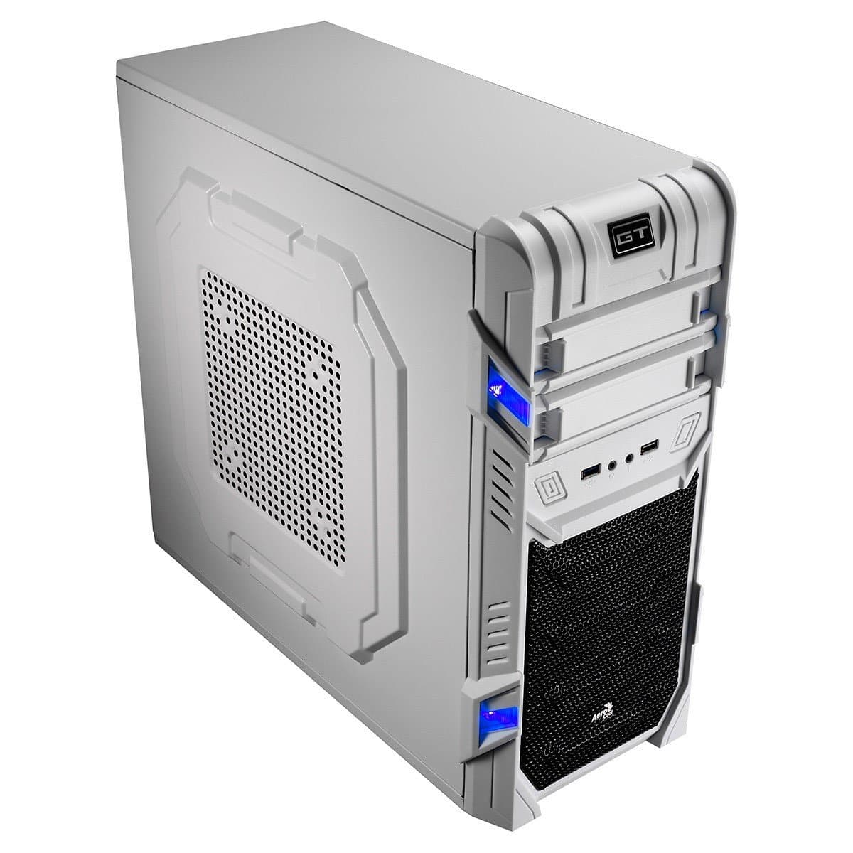 Aerocool GT Advance Mid Tower USB 3 12cm Blue LED Fan Screwless - White