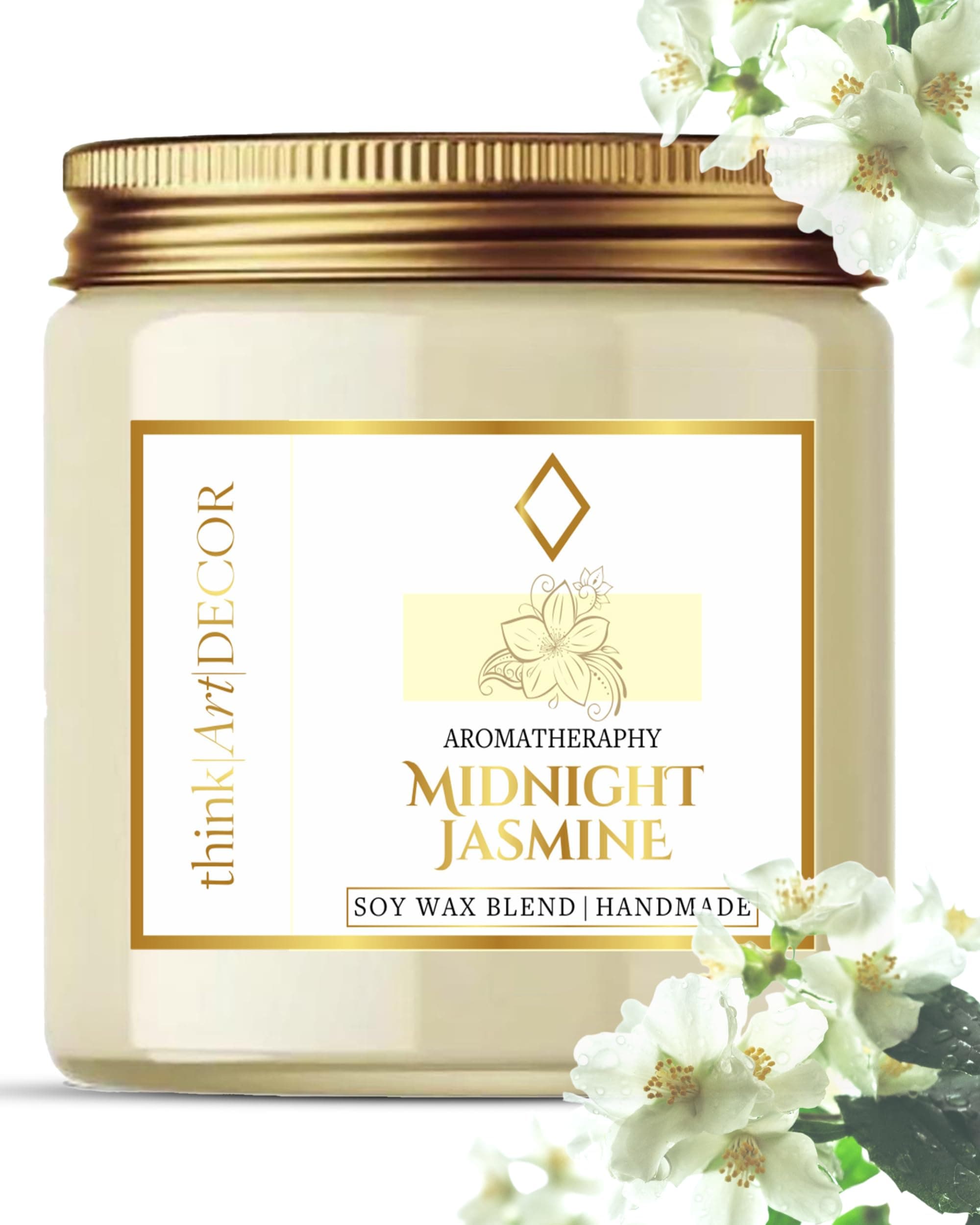 Soy Wax Scented Candles for Home Decoration, Burn Time 35-40 Hrs, Luxury Fragrance Candles for Gifting, Aesthetic Glass Jar Aroma Therapy Candle (Midnight Jasmine)
