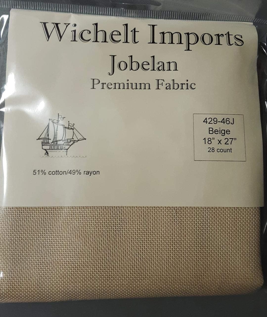 Wichelt Imports Premium Jobelan Cross Stitch Fabric 18" x 27" Beige