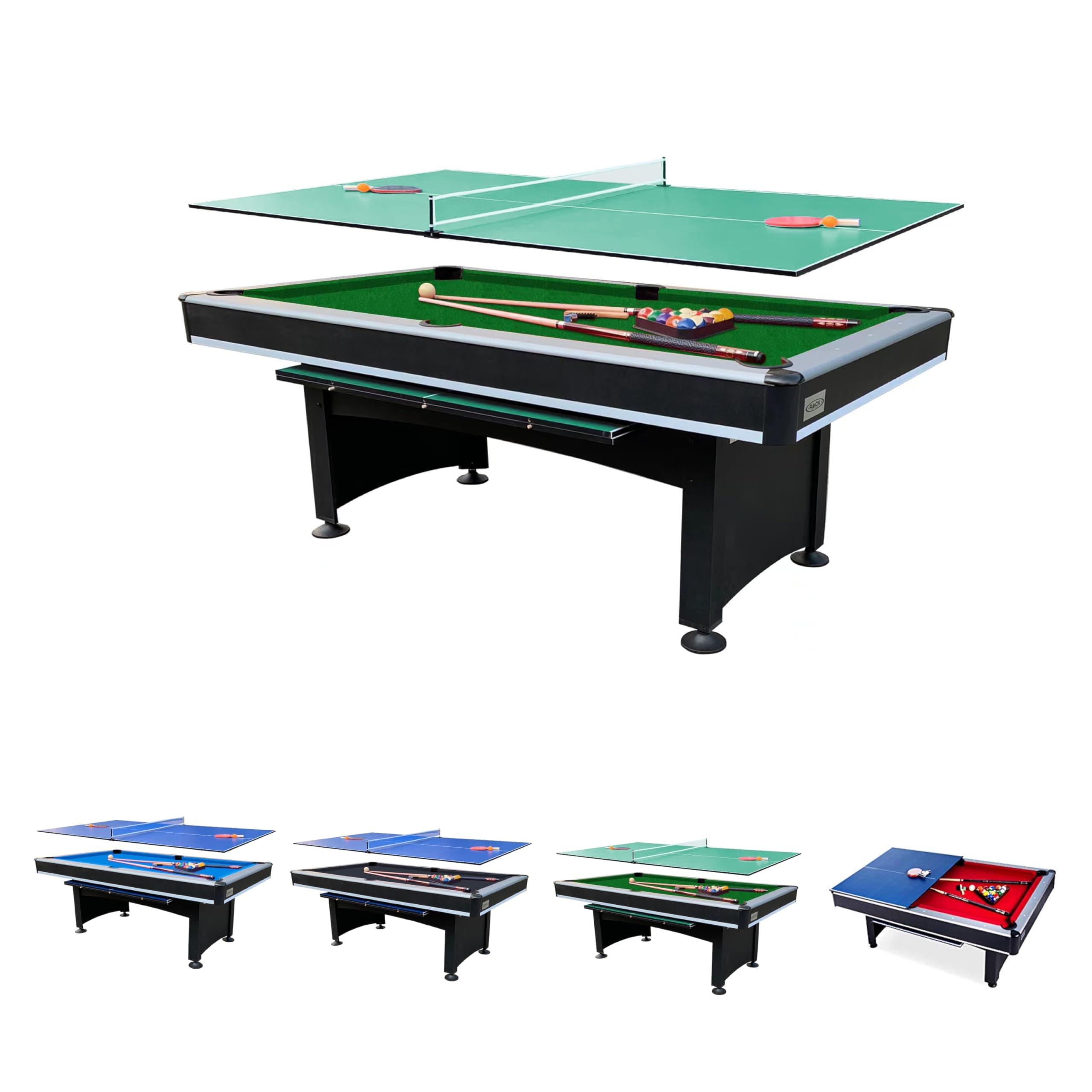 - RACK Scorpius 7-Foot Multi-Game Billiard/Pool Table with Table Tennis Top – Budget, Traditional Pool Table for Adults & Kids, Home Game Rooms