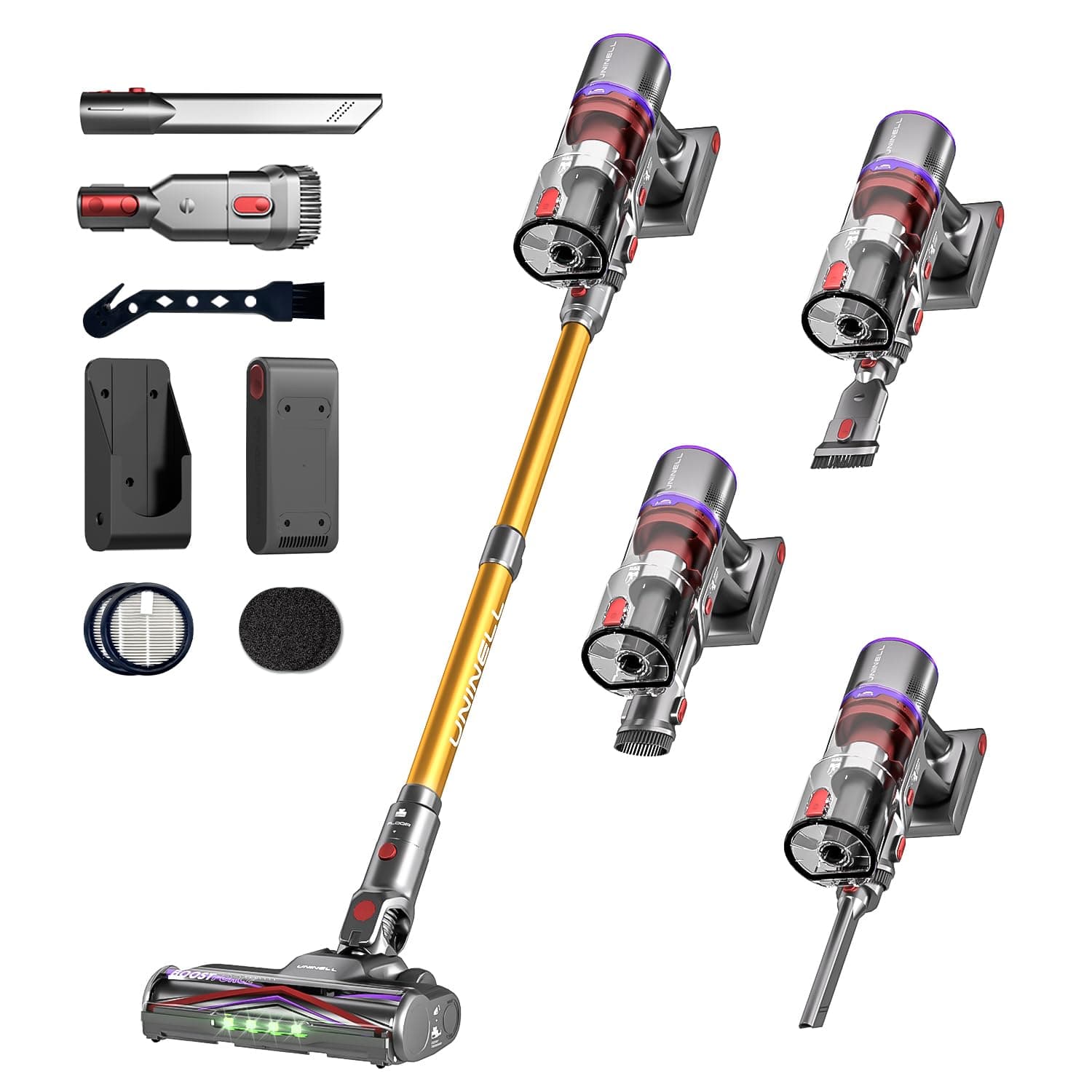 Cordless Vacuum Cleaner UV5, 48Kpa 550W 65Mins Vacuum Cleaner for Home with Wall Mount Charging, Anti Tangle Stick Vacuum Self-Standing for Pet Hair/Carpet