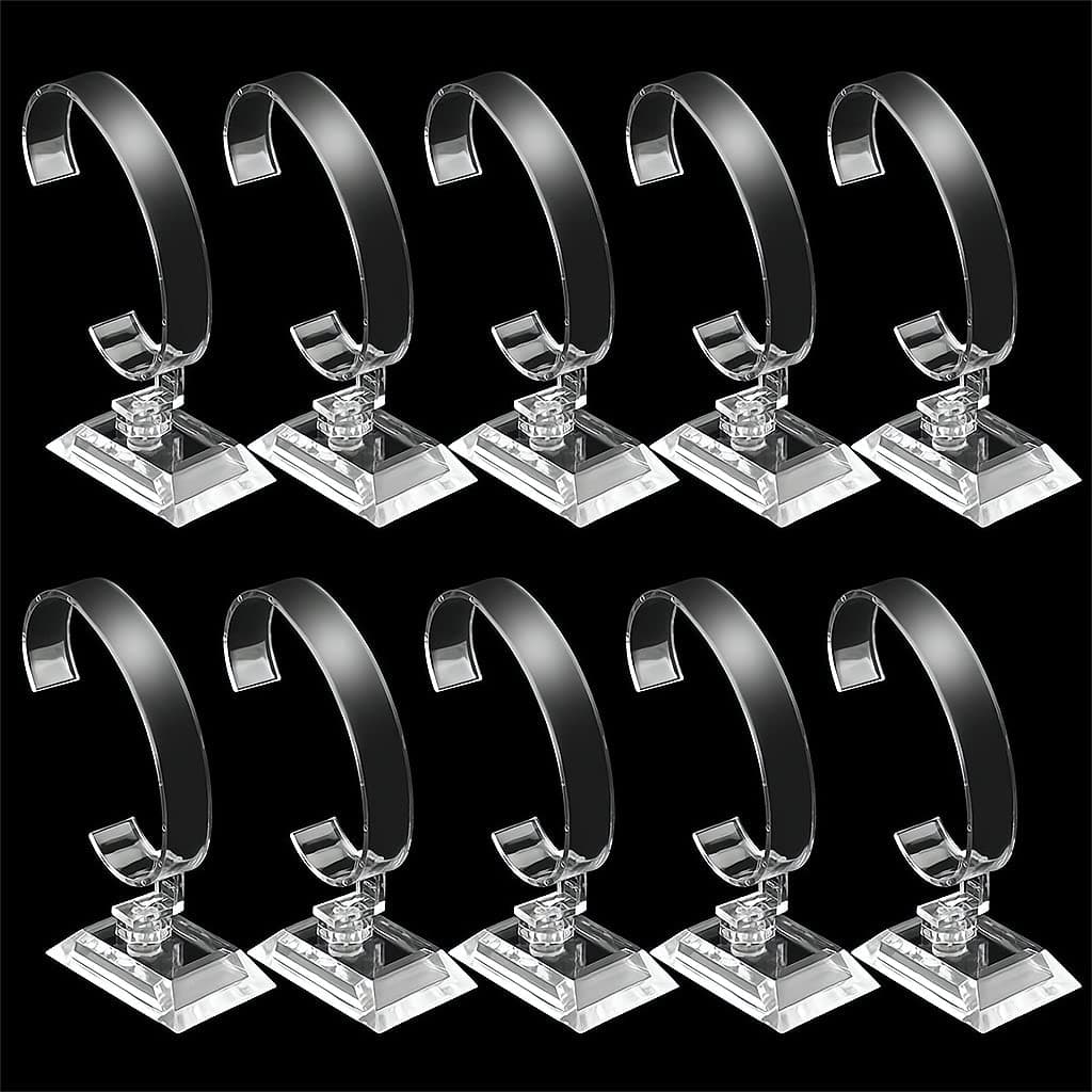 ELECDON Watch Display Stand, Bracelet Jewelry Watch Display Rack Holder Acrylic Watch Stand Organizer Holder Watch Accessory for Home or Store Use, 10 Pack, Transparent