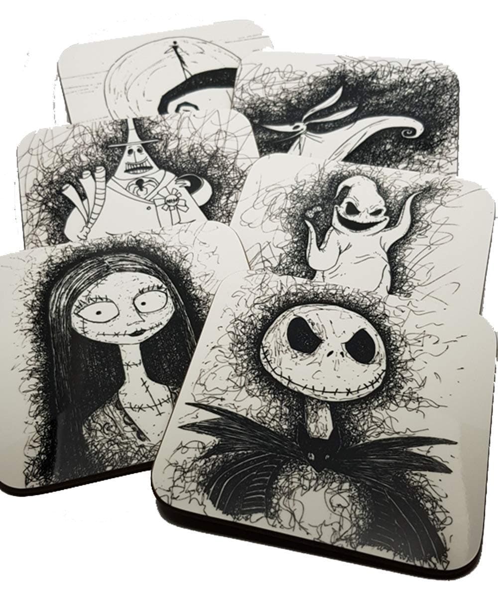 Nightmare Before Christmas coasters from Original Artwork by NJP Pastel Art