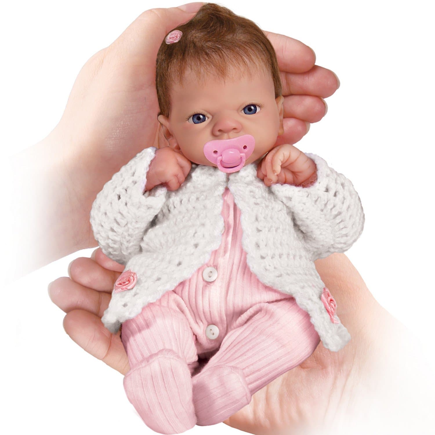 The Ashton-Drake Galleries Lifelike Tiny Miracles Emmy Reborn Baby Doll by Linda Webb, 10 Inches, RealTouch Vinyl Skin, Pink Sleeper