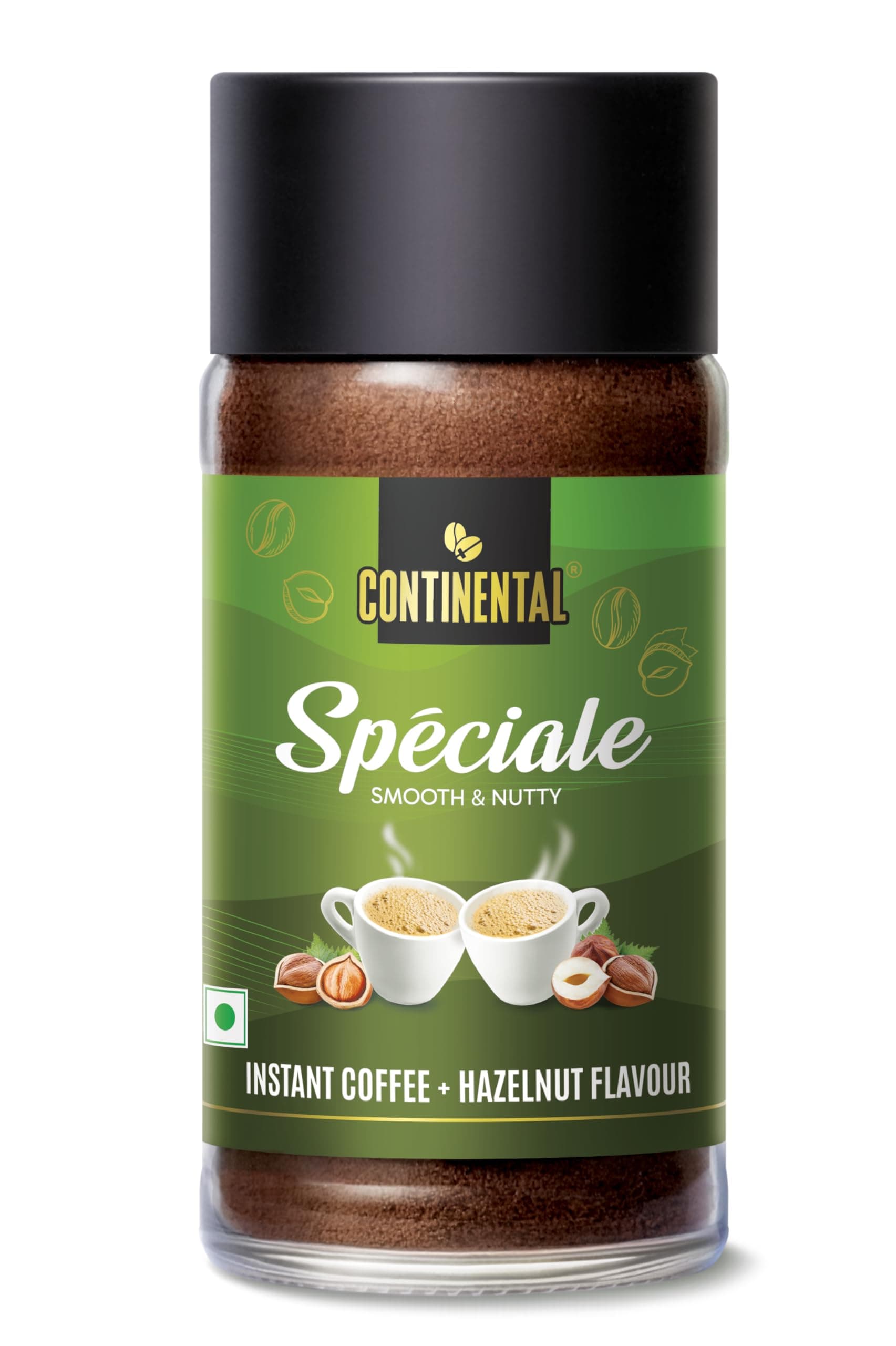 Continental Speciale | Hazelnut Flavoured Coffee | 50 gm Jar | Makes 25 Cups | Instant flavored coffee powder for both Hot & Cold Coffee | Medium Roast