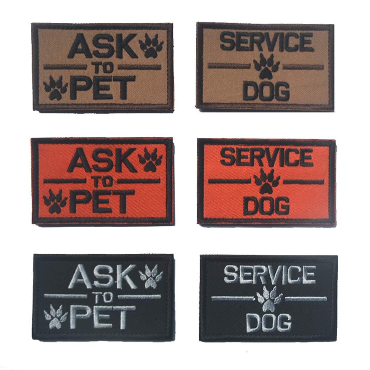 Service Dog Ask to Pet Embroidered Tactical Morale Patch Badge for Dog Pet Tactical Vest 6 PCS