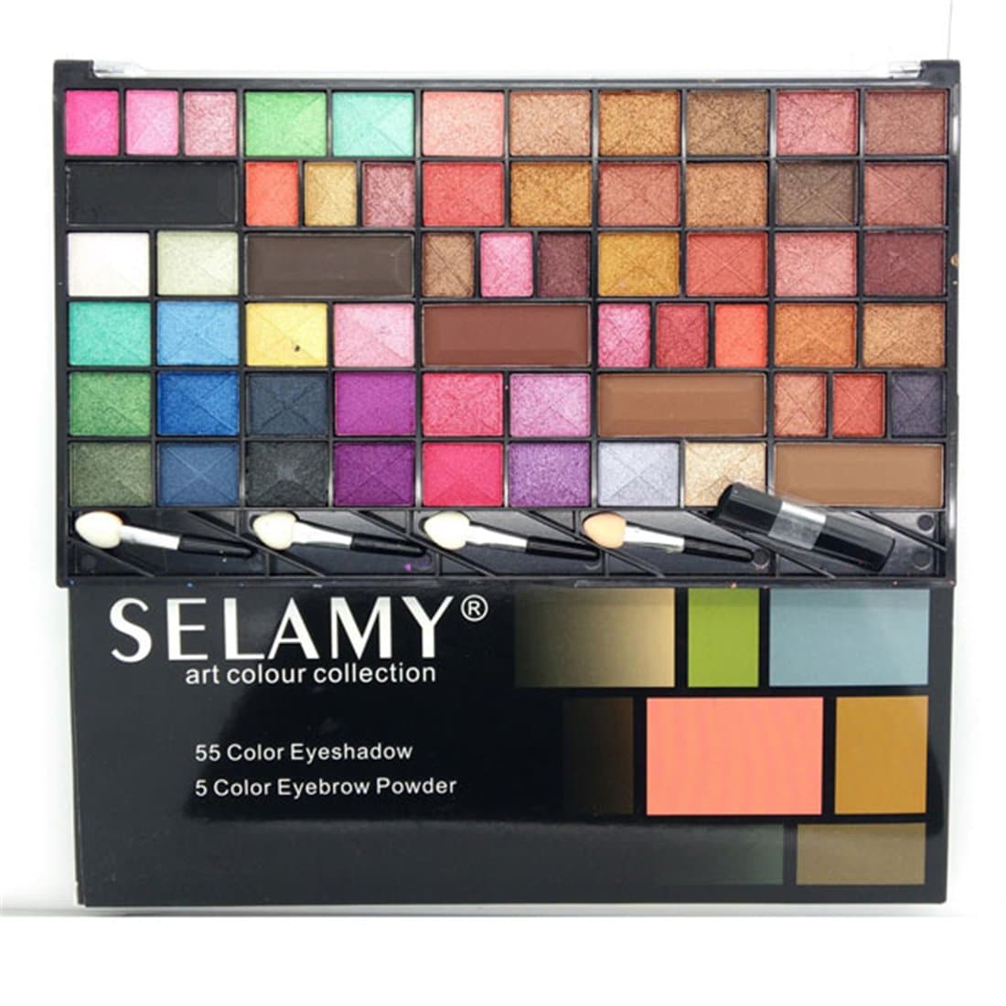 60 Colos Pigment Glitter Eye Shadow Eyebrow Powder Palette Makeup Collection,Edition 1
