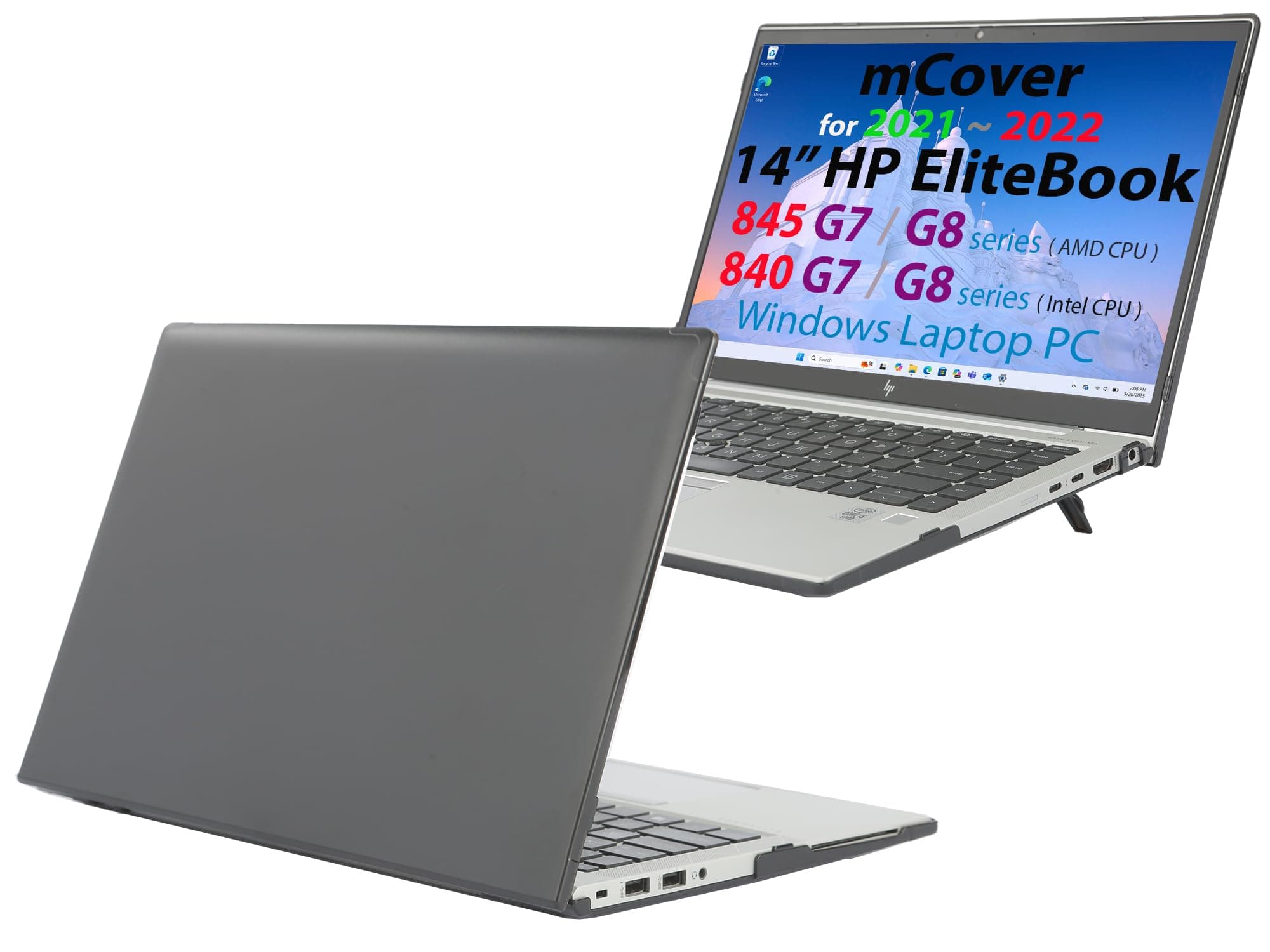 mCover Case ONLY Compatible for 2020~2022 14" HP EliteBook 840 G7 / G8 (Intel CPU) | EliteBook 845 G7 / G8 (AMD CPU) Series Windows Laptop (NOT Fitting Any Other HP Models) - Black