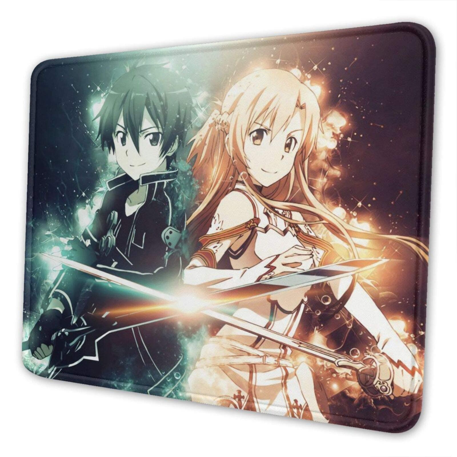 Japan Anime Mouse Pad Sword Art Online Black and White Sword Dance Non-Slip Mouse Mat Gaming Mousepad for Laptop Computers 7.9x9.5 inch