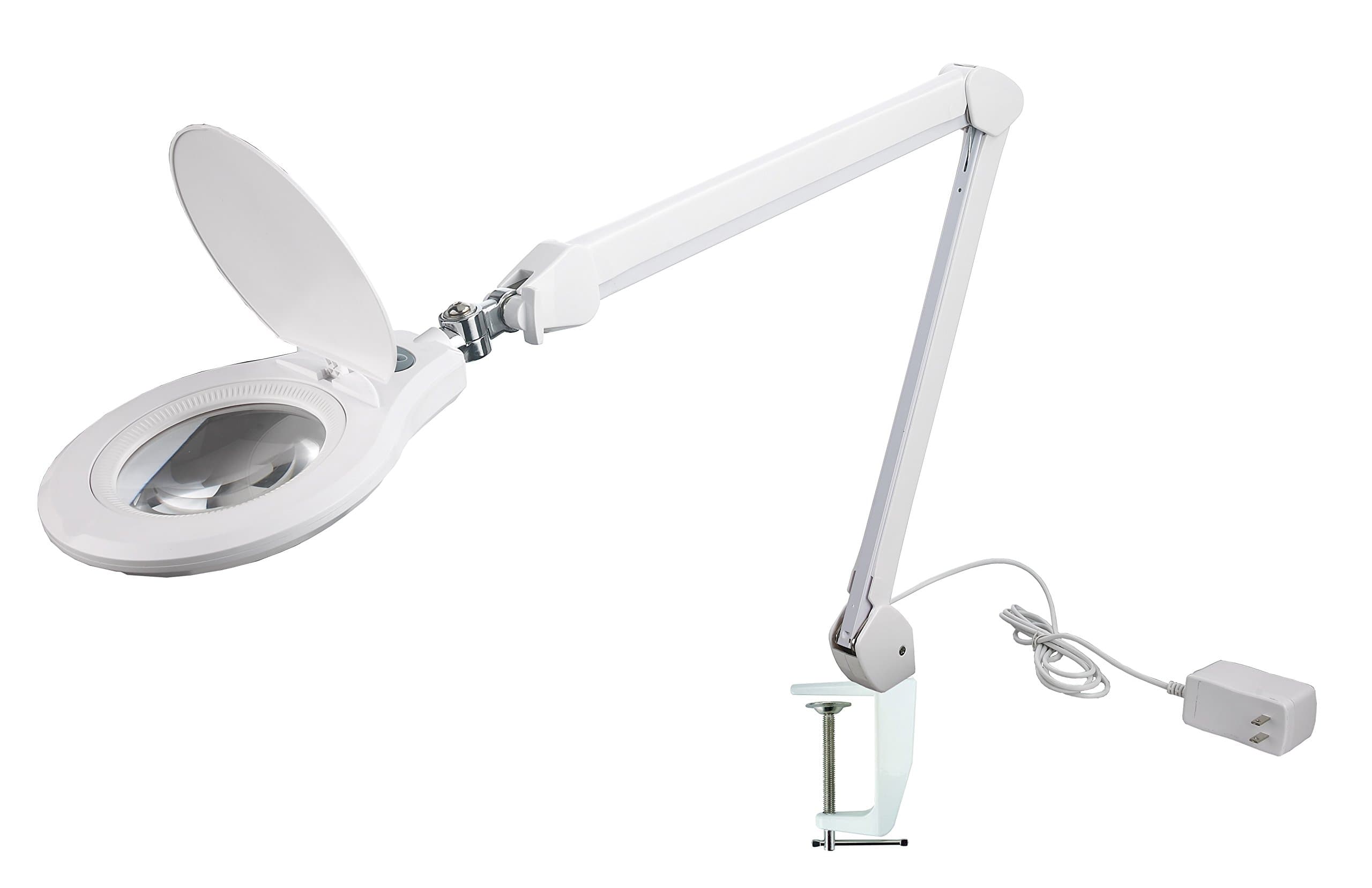 – beamEX Studio – Dimmable Natural Light Bright – 60 SMD LED Magnifying Lamp – 5 Diopter Lens – x2.25 Magnification – Adjustable Arm – Clamps to Any Craft Table or Work Bench
