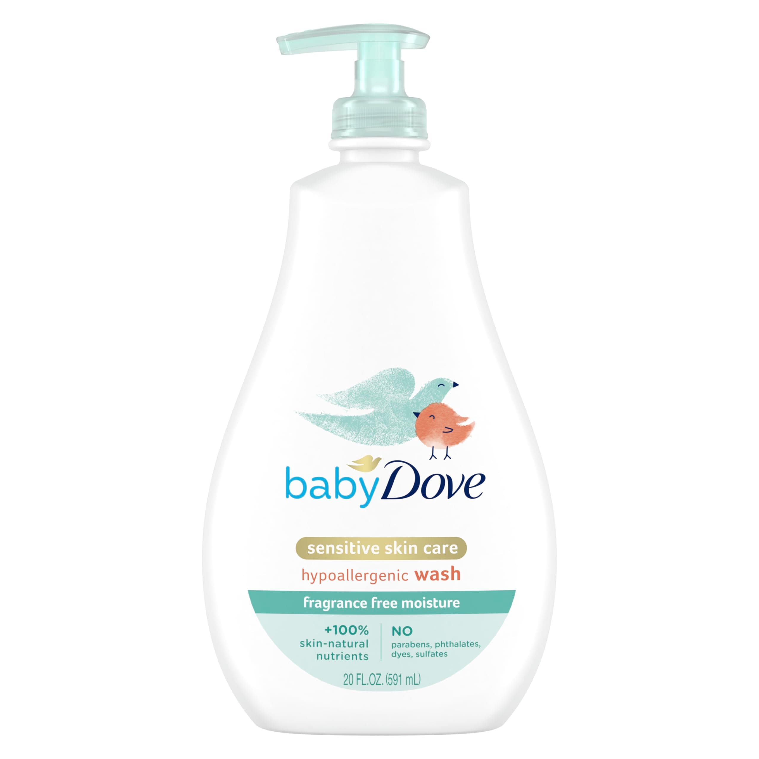 Sensitive Skin Care Baby Wash For Baby Bath Time Fragrance Free Moisture Fragrance Free and Hypoallergenic, Washes Away Bacteria 20 oz