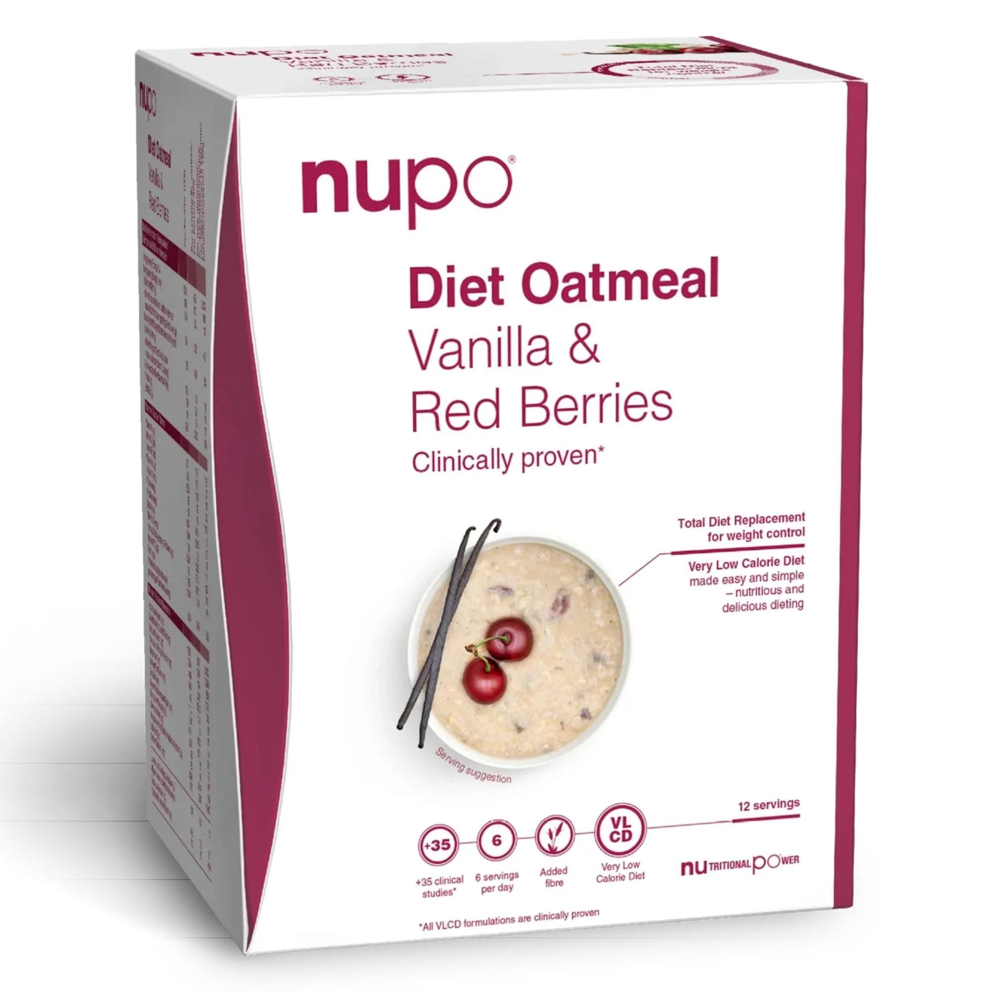 NUPO Diet Oatmeal Vanilla Red Berries – Premium Diet Meal for Weight Management I Complete Meal Replacement for Weight Control I 12 Servings I Very Low-Calorie Diet, GMO Free