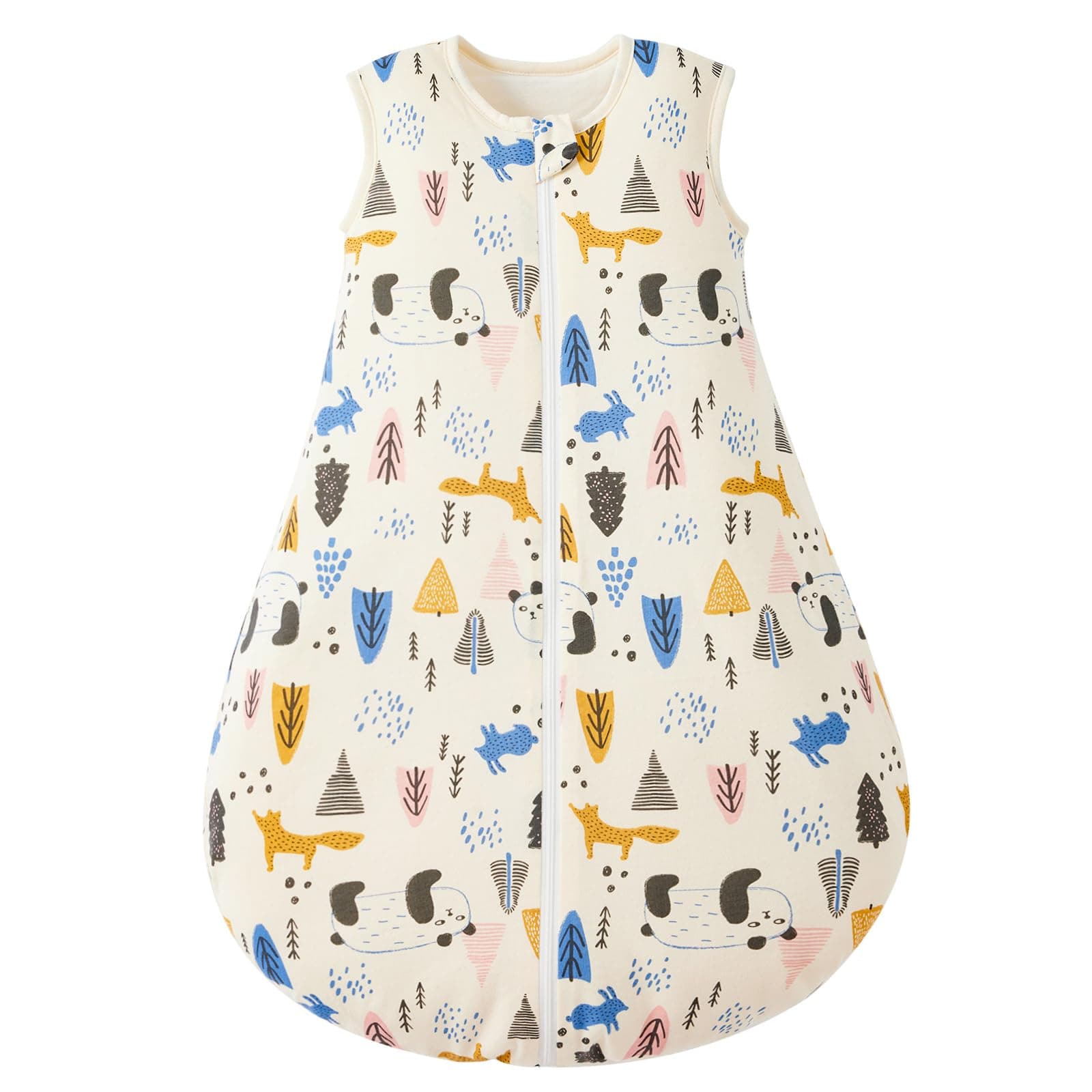 Duomiaomiao Cotton Baby Sleeping Bag, 1.5 Tog, Warm, Breathable, Beige, Cartoon Pandas, Size 100, Unisex