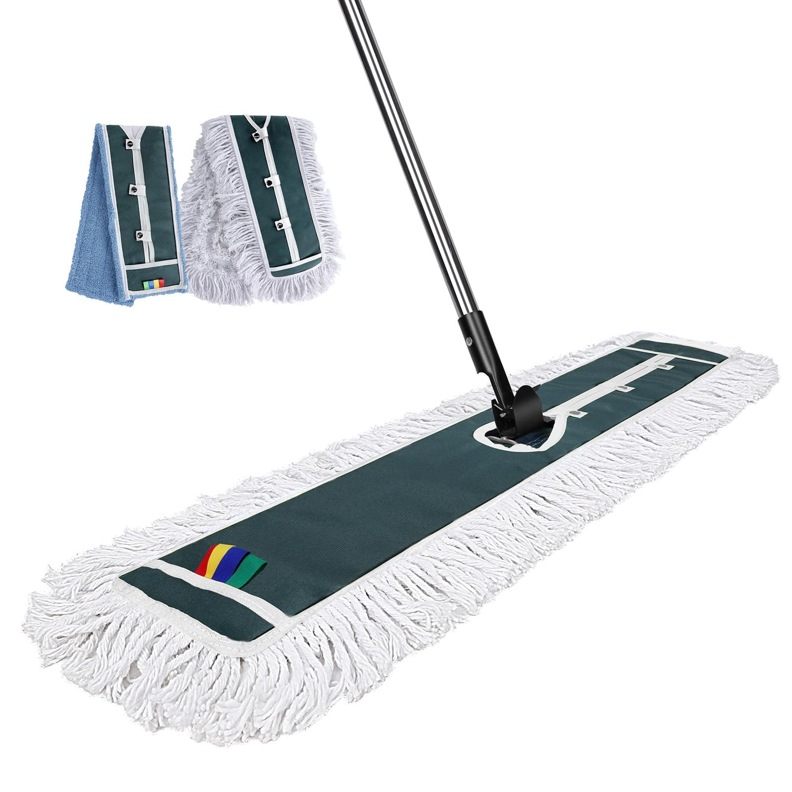 Masthome Large Industrial Mop for Floors Cleaning, 93cm Wide Cotton Thread Flat Mop with 2pcs Reusable Pads, Microfiber Floor Mops for Mall Hotel Office Garage Floors