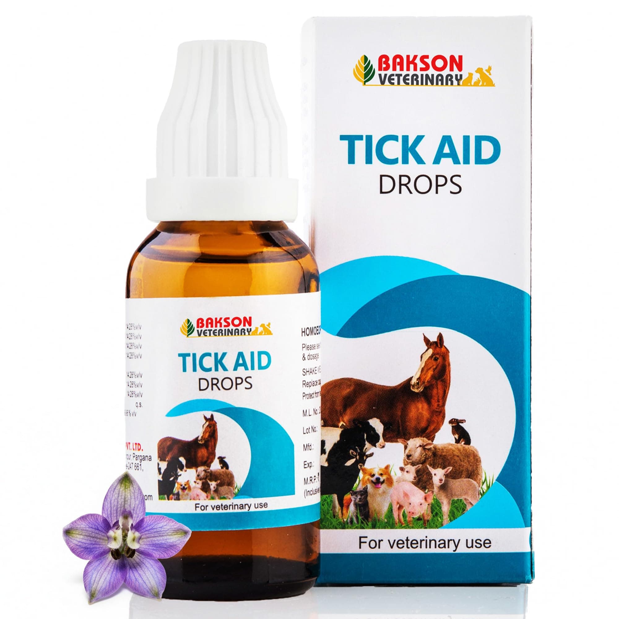 Bakson Veterinary | Tick Aid Drops | Tick Fever Medicine | Tick Infection | Safe Medicine for Pets | Ticks & Fleas in Pets | No Side Effects| Itching Tick Bite | 30ML