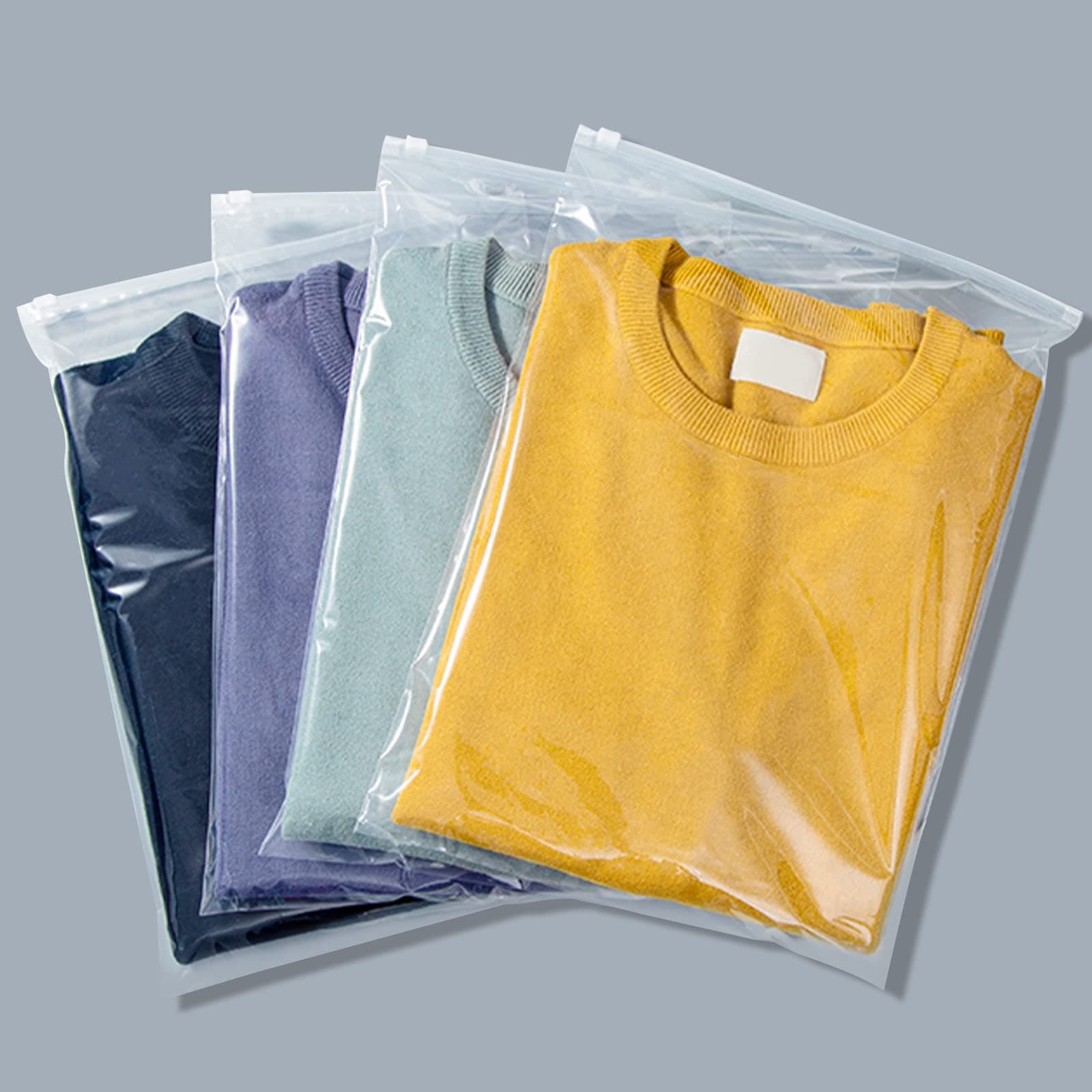 Clear Zipper Poly Bags, 50 Pcs 14x18 Inch Reclosable Plastic Bags Ziplock, with Zip Slider for Sweater Packaging, Clothing Mailing Selling Shipping, 3 Mil with Air Hole