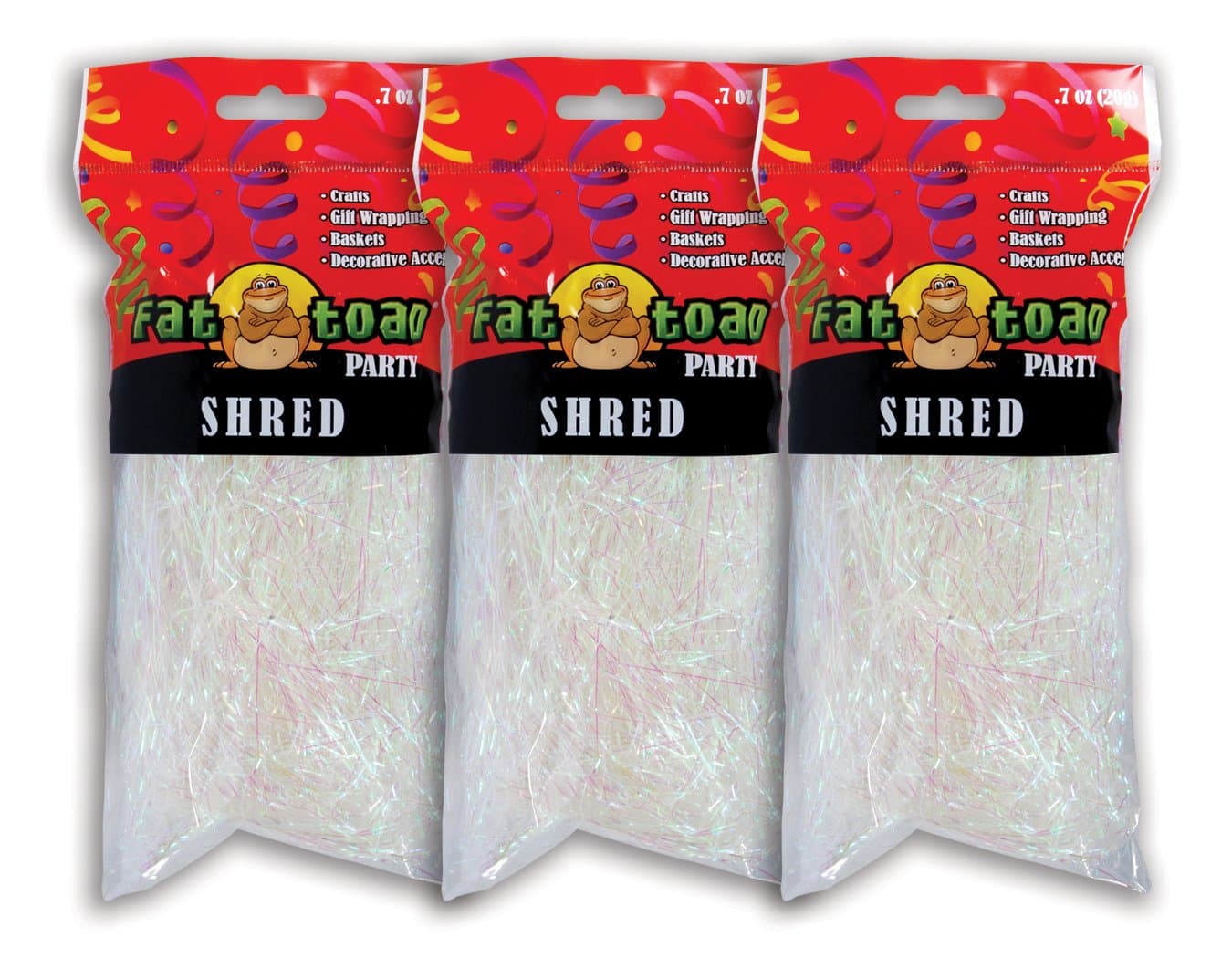 Iridescent Fine Shred for Gift Wrapping & Basket Filling, 0.7 Ounces, 3 Pack, Fat Toad