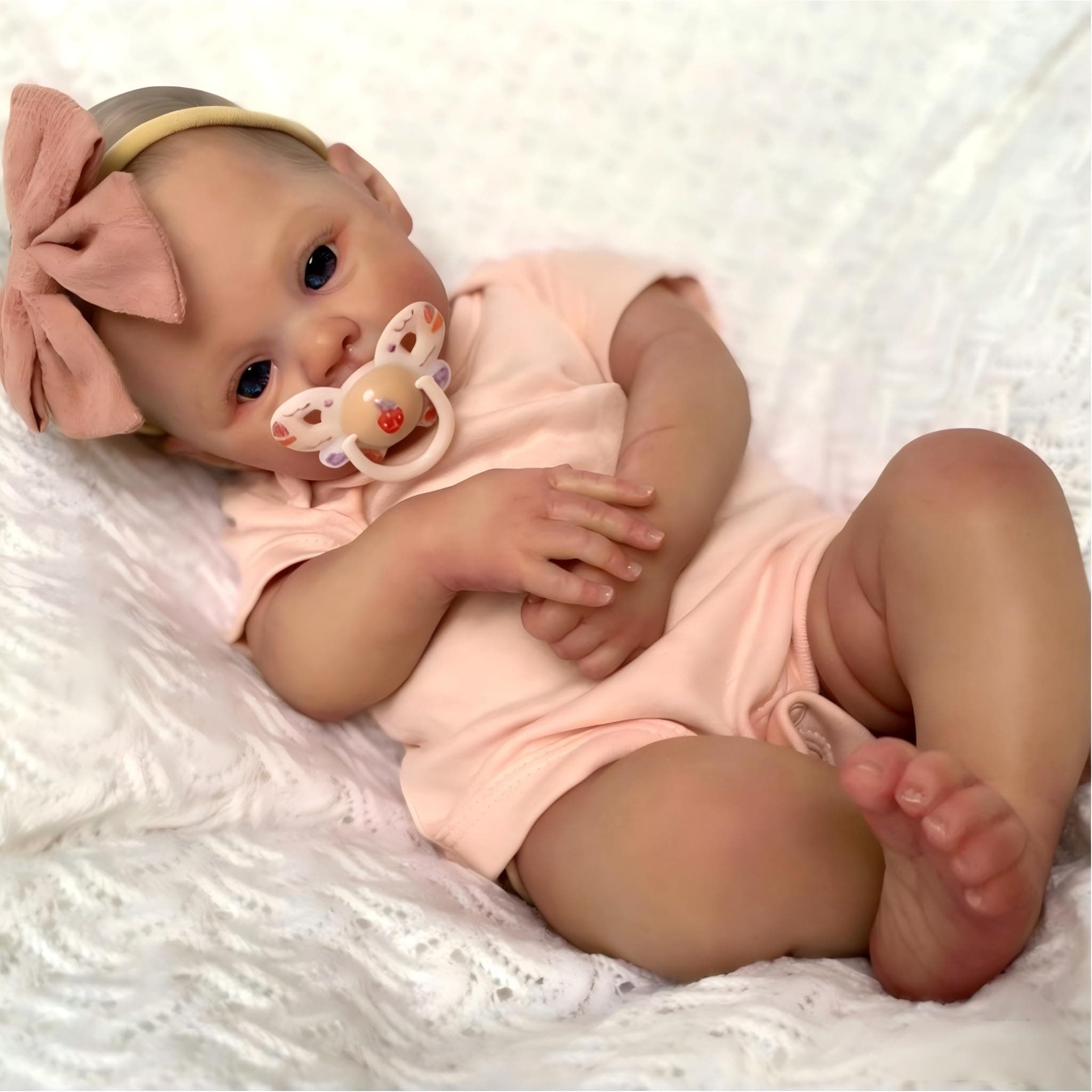 iCradle Lifelike Reborn Baby Girl Doll 19 Inch, Soft Silicone & Vinyl Handmade Doll with Accents, Realistic Newborn Toy for Kids