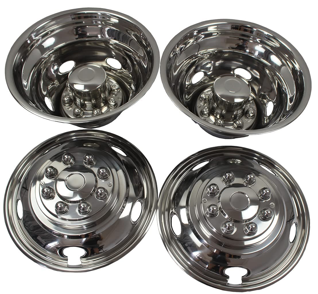 17 Inch 8 Lugs 5 Hand Holes Stainless Steel Wheel Simulators for 2003-2021 Dodge 3500 Dually Wheel Truck