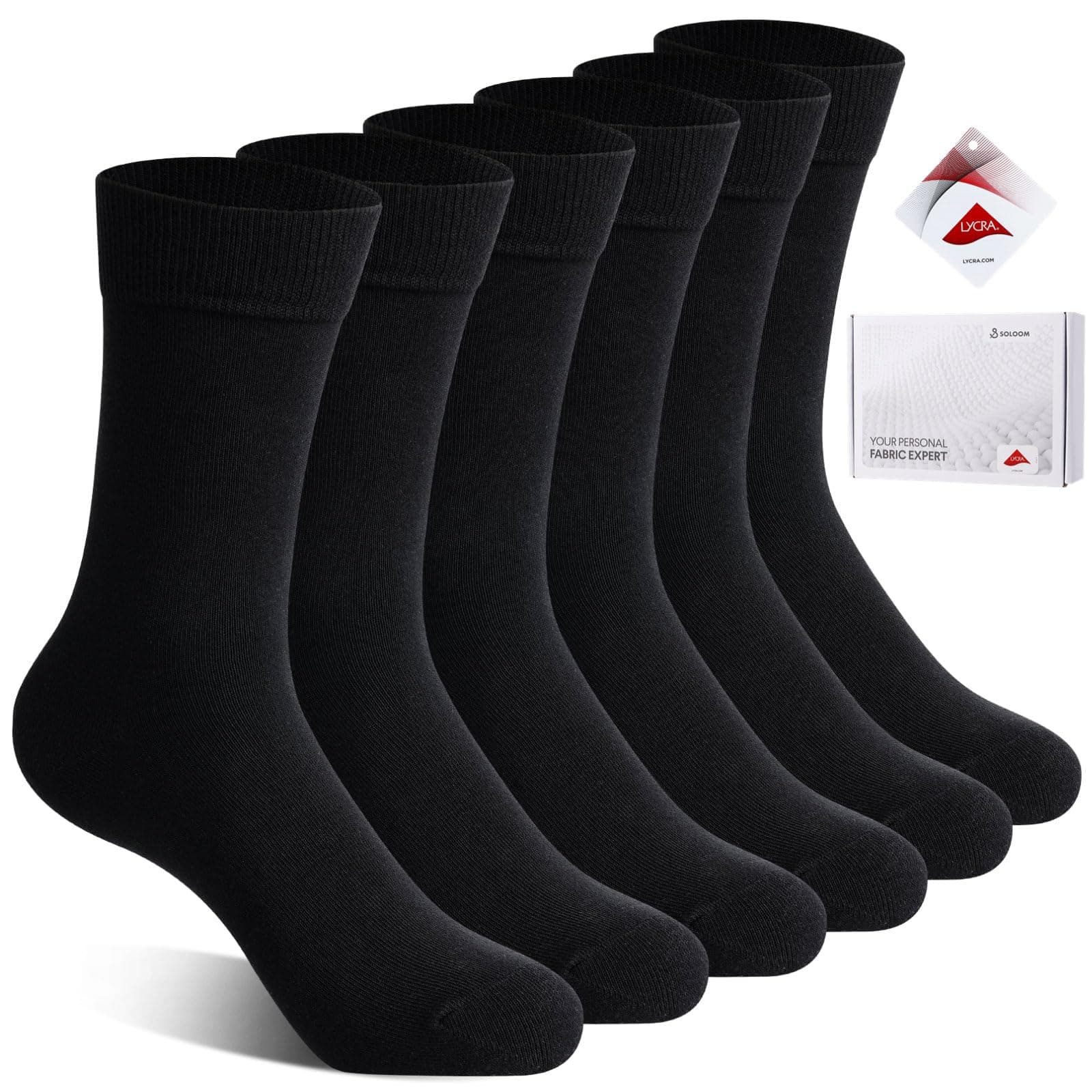 Men's Dress Socks, Classic Cotton Dress Socks for Mens, Lightweight Breathable Odor Free Mens Socks - 4/6 Pairs Pack