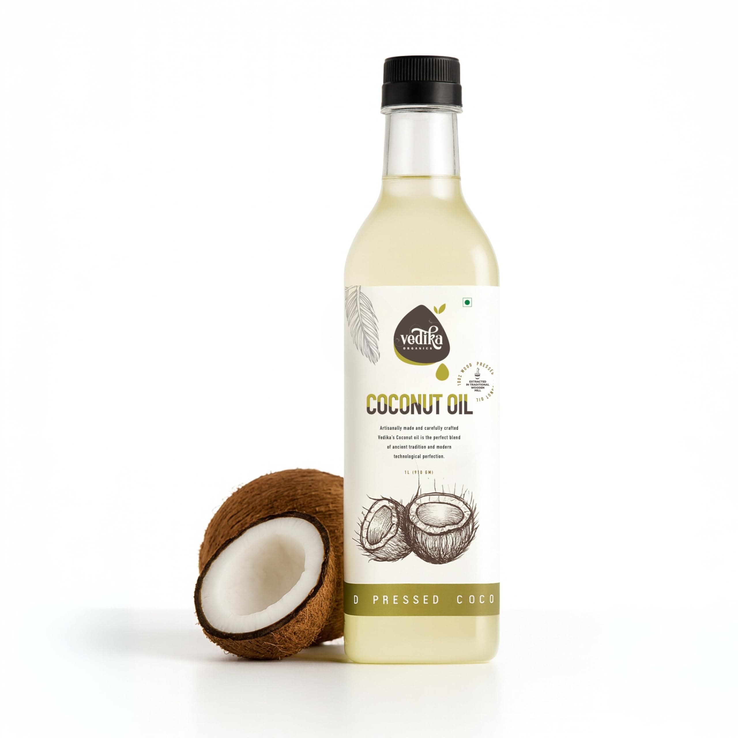 - Extra Virgin Coconut Oil - Cold Pressed, Organic Wood Pressed Coconut Oil for Hair Growth Men & Women, Edible Cooking Oil, Baby Hair, Massage Oil, For Face & Skin (1 Litre)