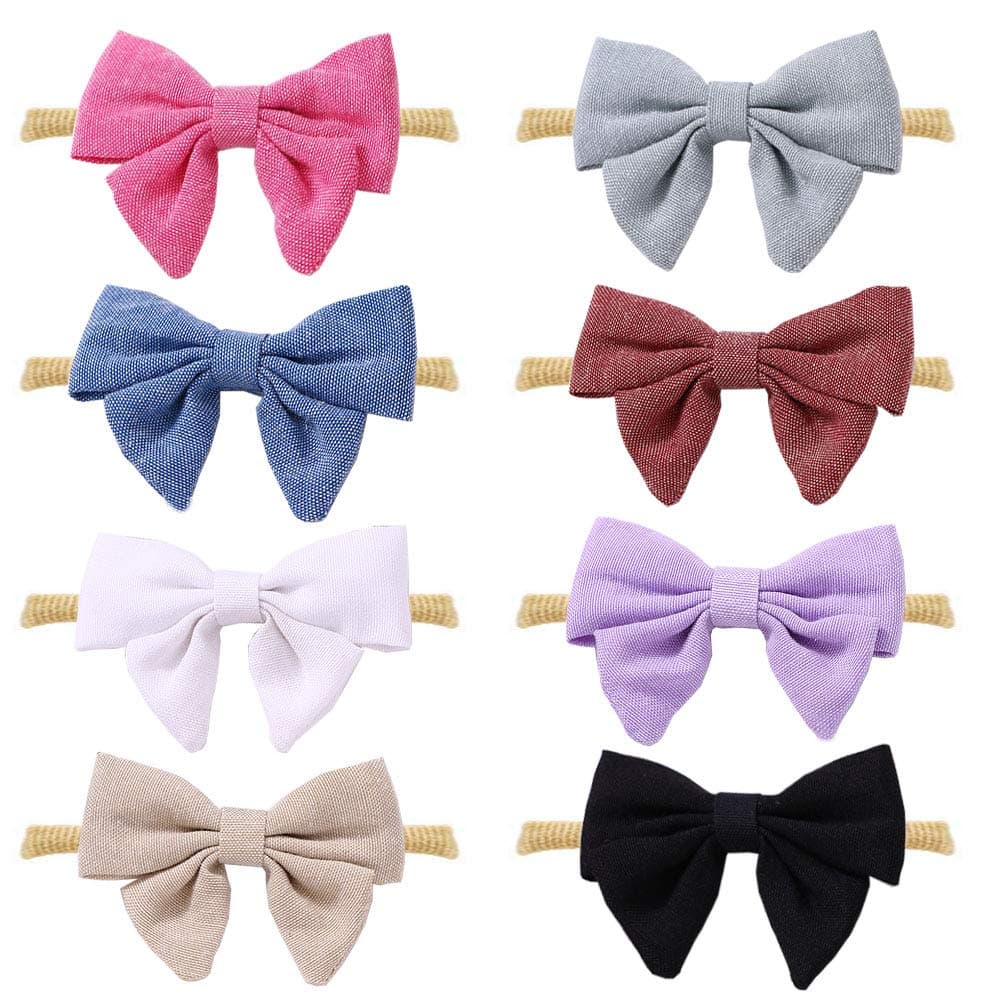 Baby Girl Headbands and Bows,Hair Accessories Soft Nylon Headbands for Newborn Infant Toddlers Kids