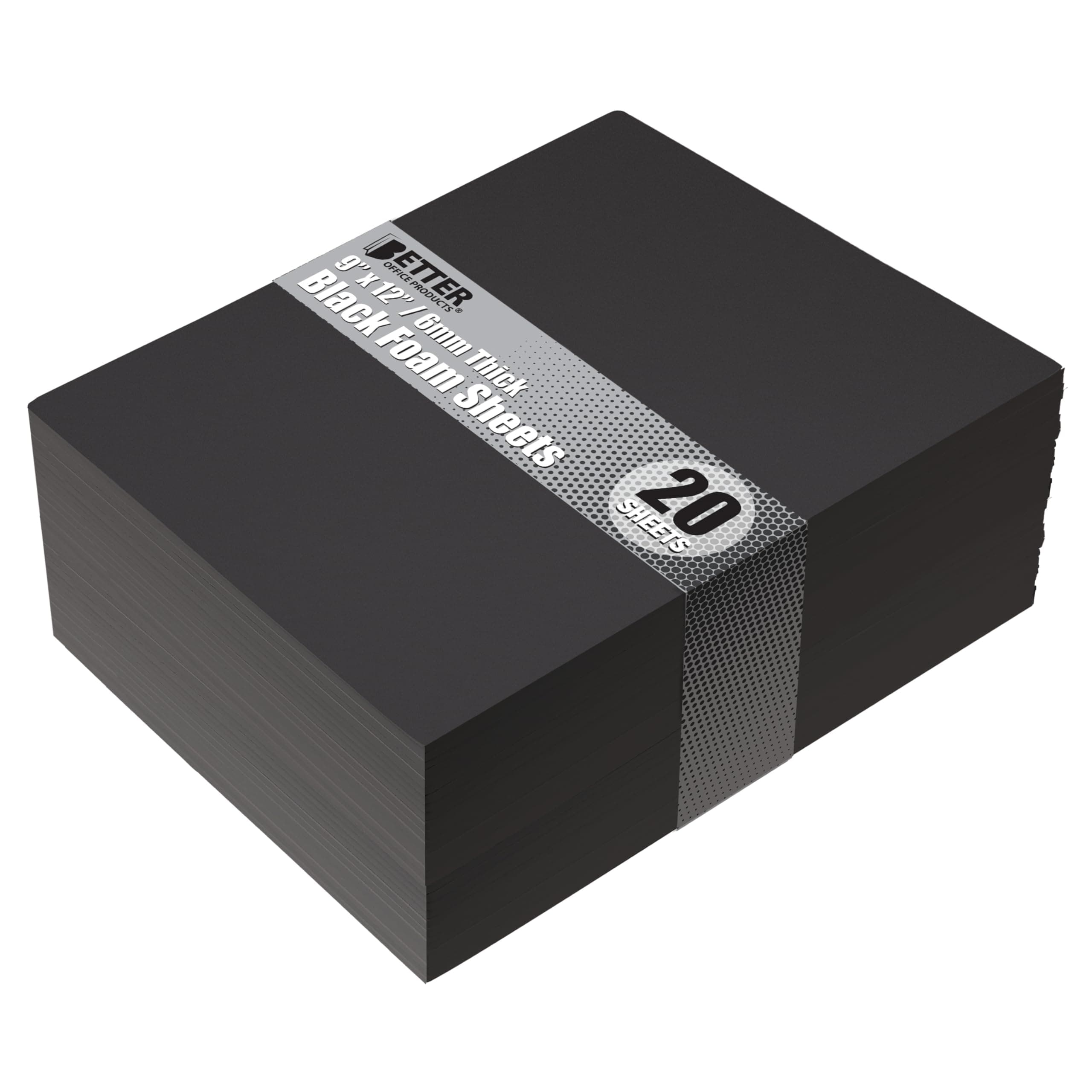 Better Office Products ブラックEVAフォームシート 20枚パック 極厚6mm 9×12インチ ブラックカラー アート&クラフト用 20枚バルクパック