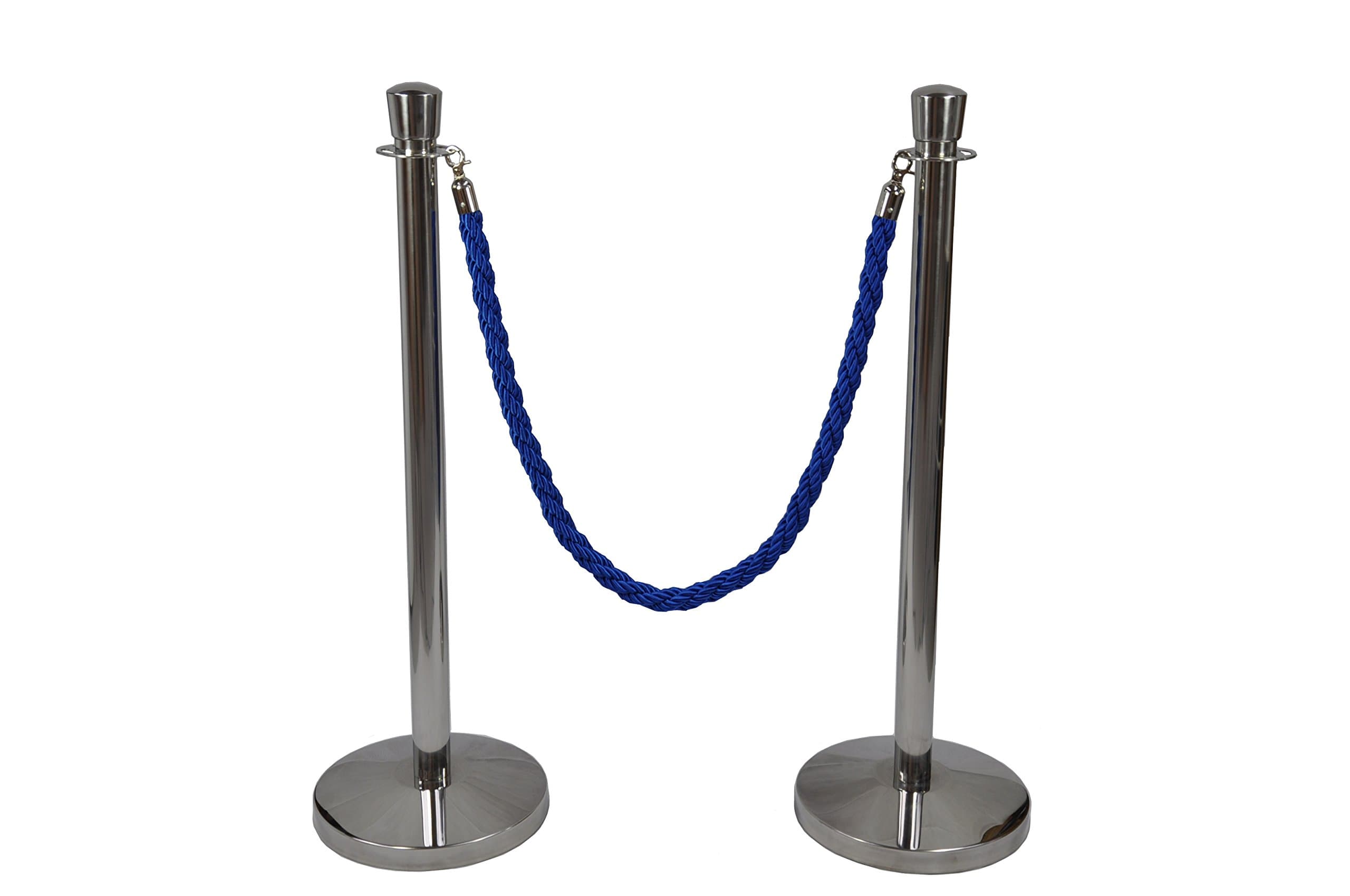 Linno® Premium Quality Polished Stainless Steel Queue Barrier Posts with 1.5m Rope-Choose Colour (Blue Twisted Rope)