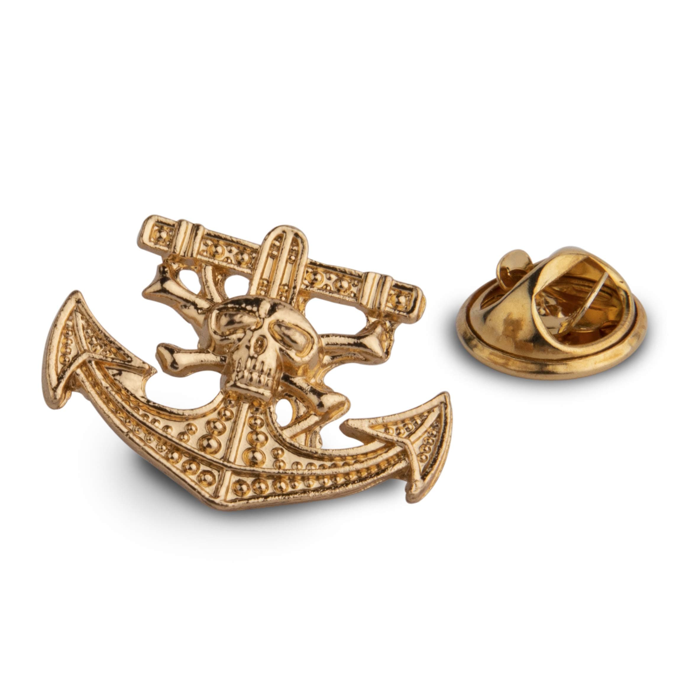 Panjatan Men's Golden Skull Anchor Ship Stud Pin Brooch