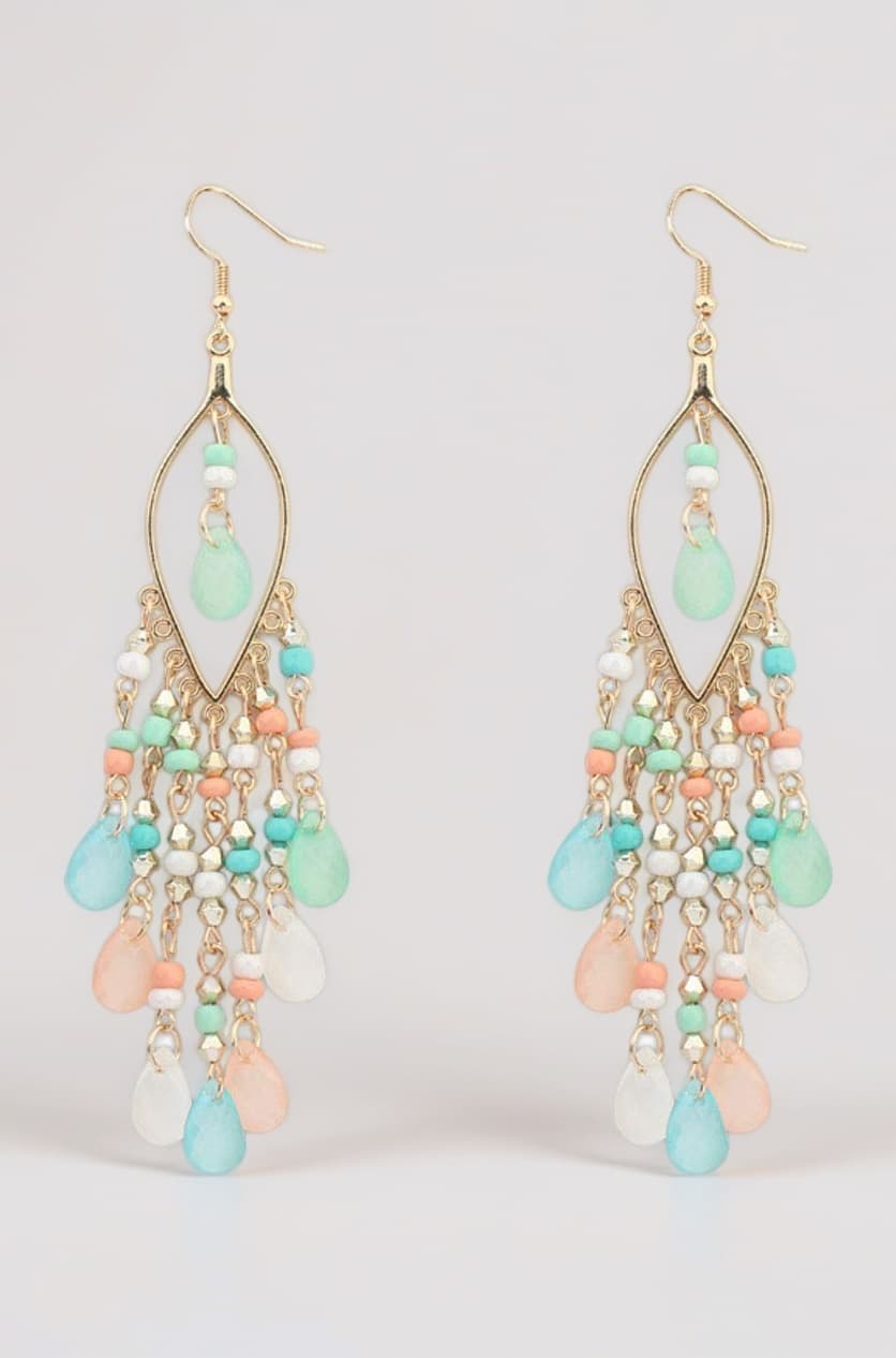 Earrings for Women and Girls Fashion Dangler Earrings | Gold Plated Long Beaded Tassel Earrings Bohemia Dangler Earrings | Birthday Gift for girls and women Anniversary Gift for Wife