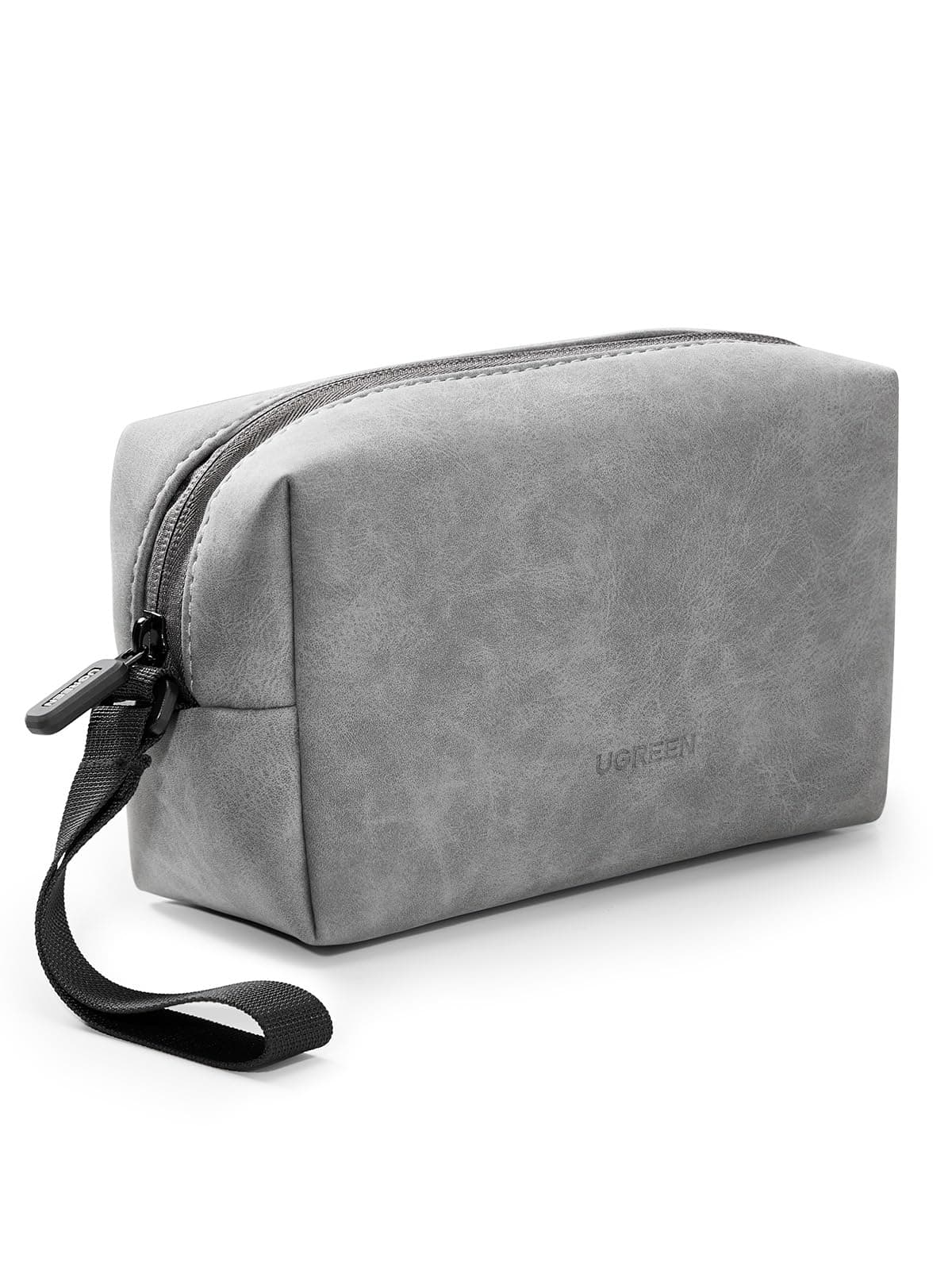 Hard Drive Bag, Digital Storage Leather Bag, Electronic Accessories Gadget Organizer Case with Grid Layered, Travel Gear Storage Carrying Sleeve Pouch for USB Cable, Earphones, Power Banks