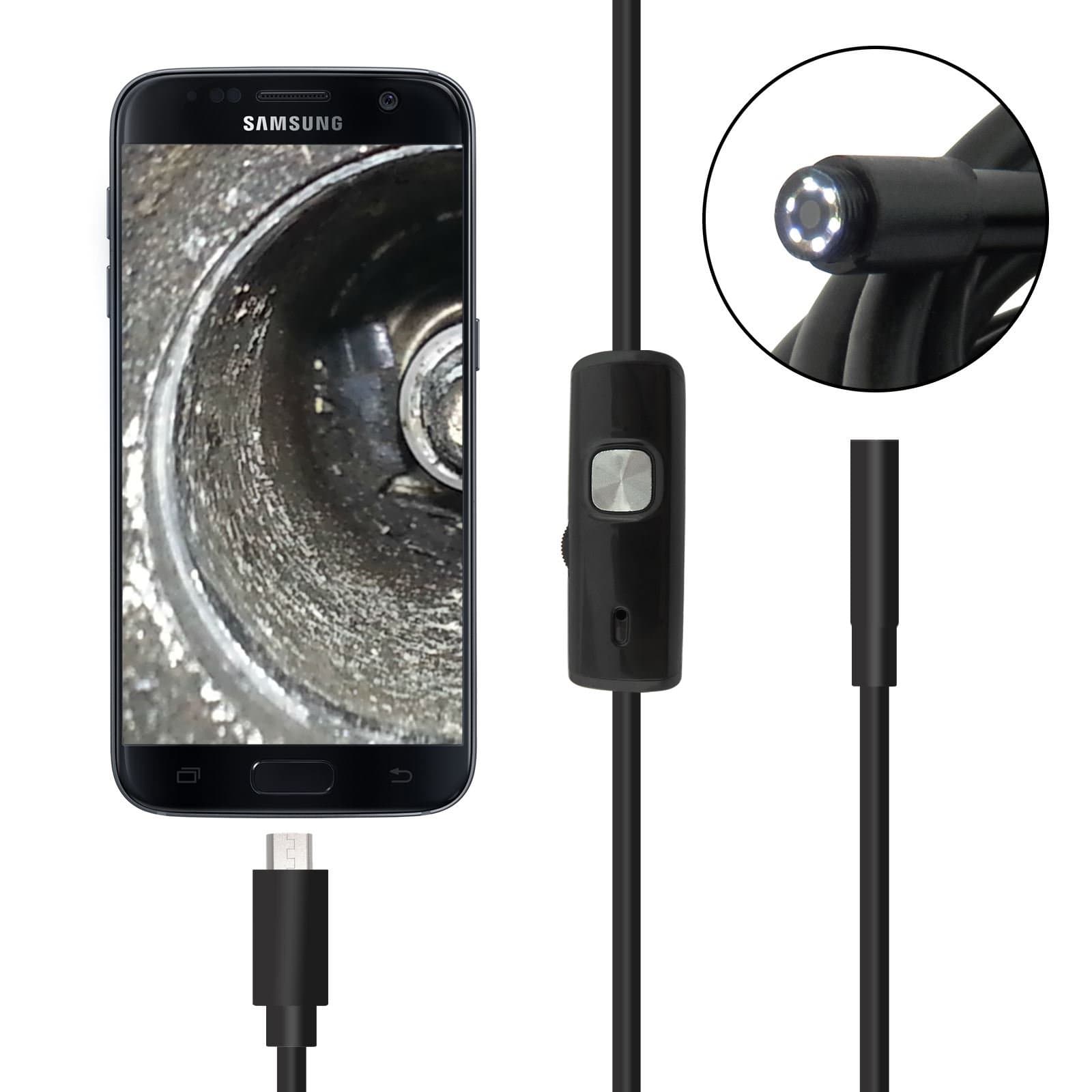 iXium 5.5mm Android Borescope USB Inspection Camera OTG Android Smartphone Flexible Borescope Micro USB Endoscope with 1m Cable for Android Phone or Tablet PC