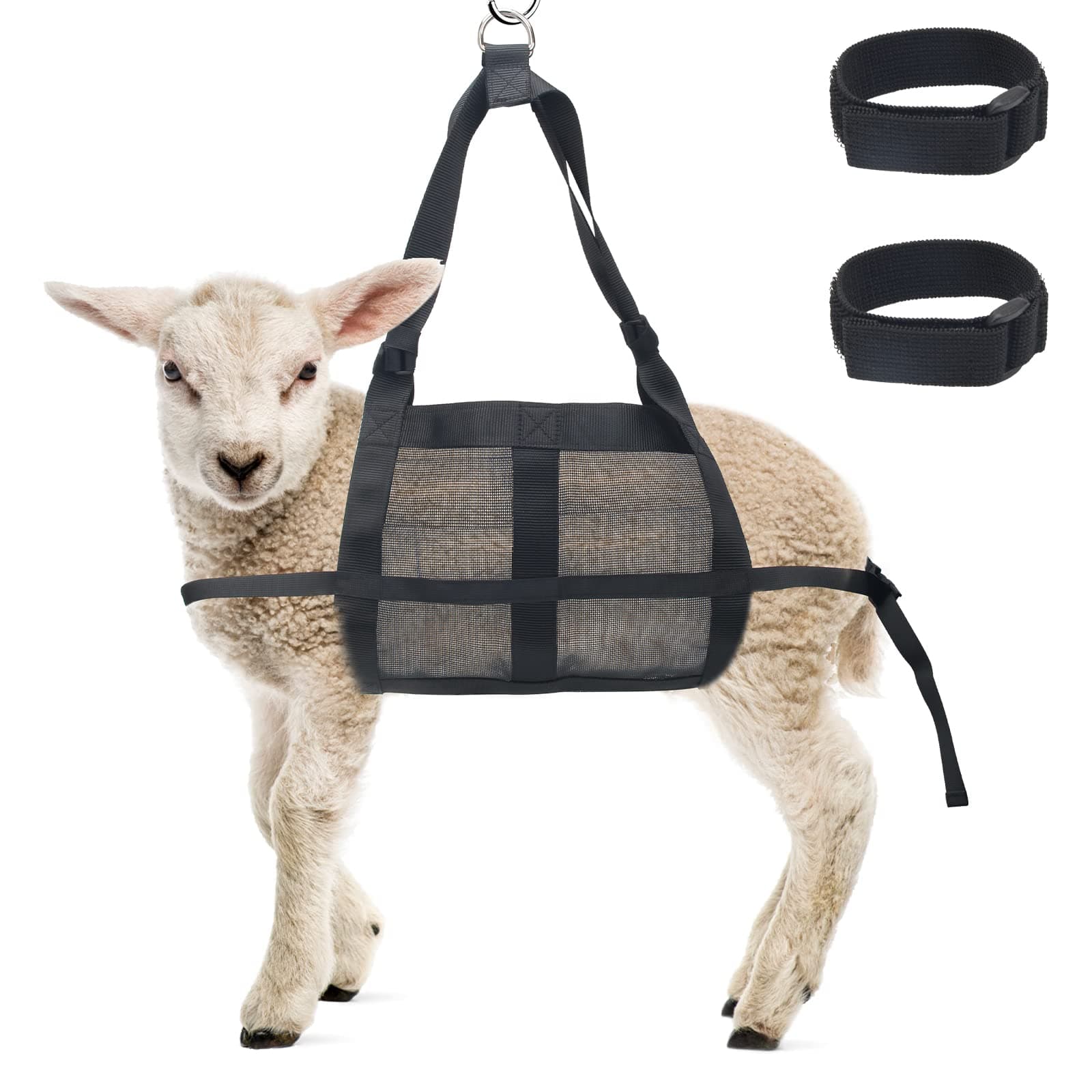 Boyistar Calf Sling for Weighing Animals, 300 LB Animal Weighting Sling for Calf Weight Scale Sling for Small Animals, Hanging Weight Newborn Livestock Sling with Straps, 2 Reinforced Velcros