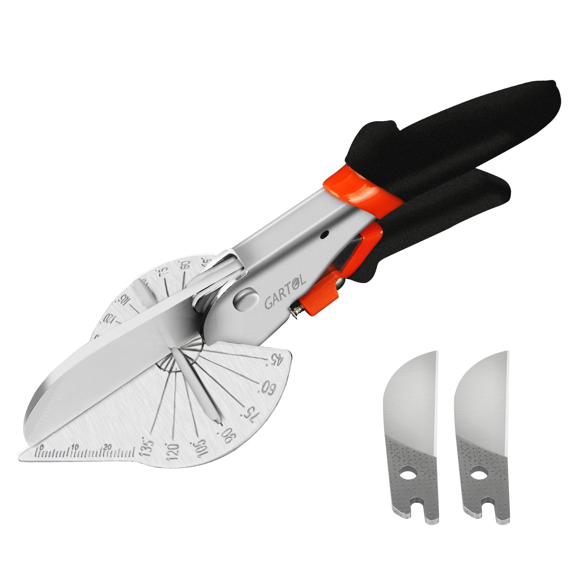 GARTOL Miter Shears- Multifunctional Trunking Shears for Angular Cutting of Moulding and Trim, Adjustable at 45 To 135 Degree, Hand Tools for Cutting Soft Wood, Plastic, PVC, with Replacement blades