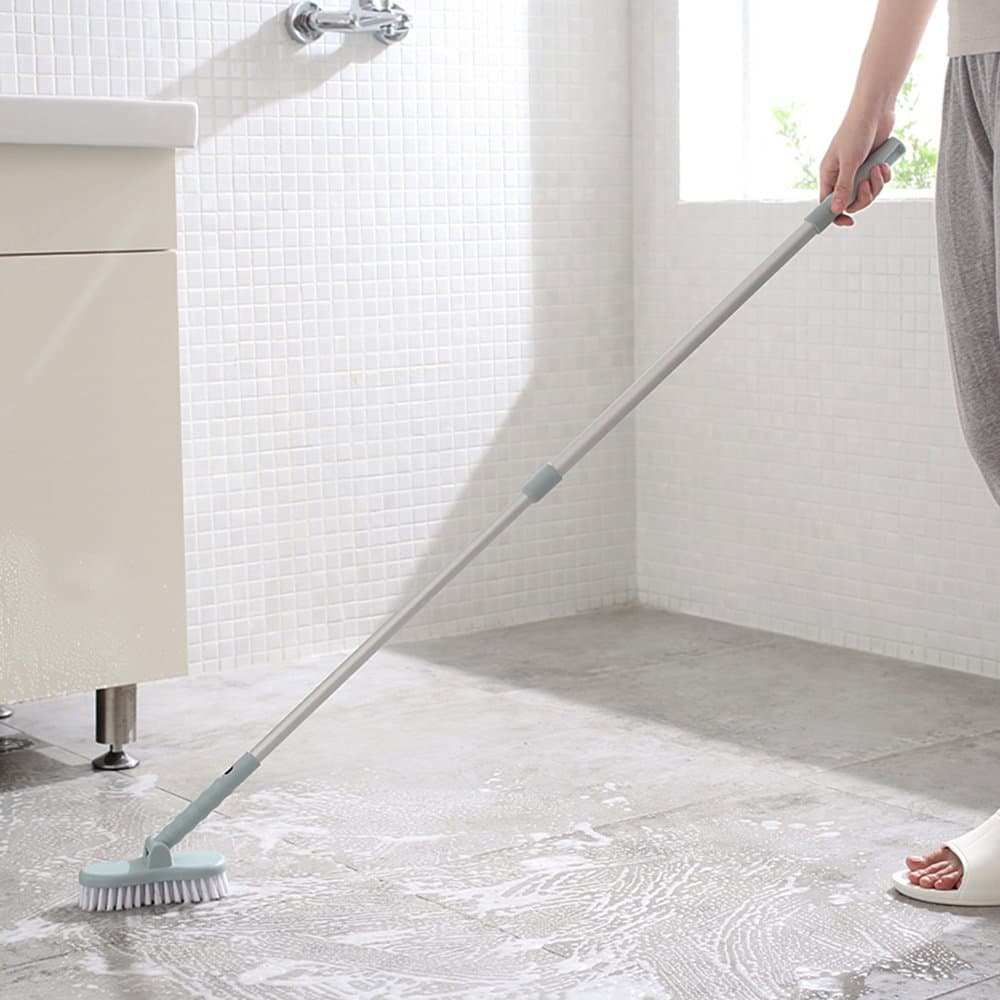 Pinzz Long Handled Telescopic Slim Floor Cleaning Bristles Brush for Indoor&Outdoor,Detachable,Brush Head 180 Degree Roating,Ideal Clean Tools for Bathroom Floor,Bathtub,Tile and Corners