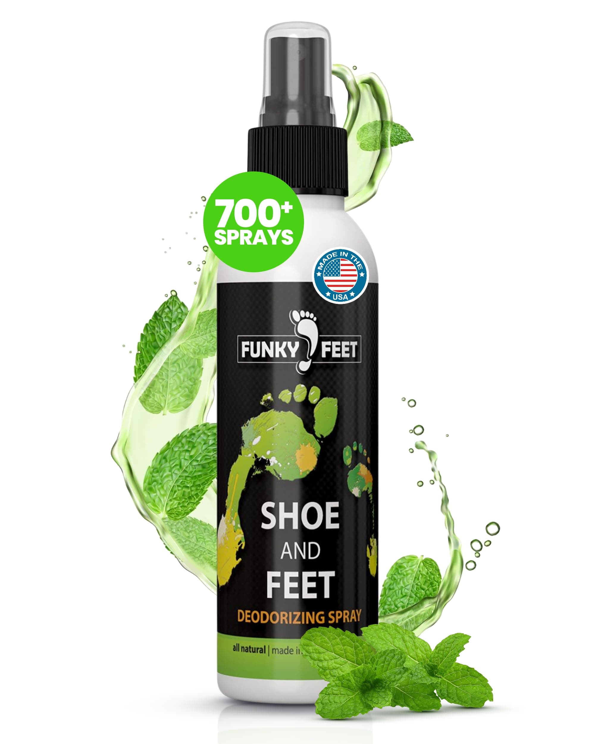 Funky Feet Shoe and Feet Deodorizing Foot Odor Spray - 100% Natural - Get Rid of Foot Odor with Deodorizer Odor Eliminator for Shoes & Skin