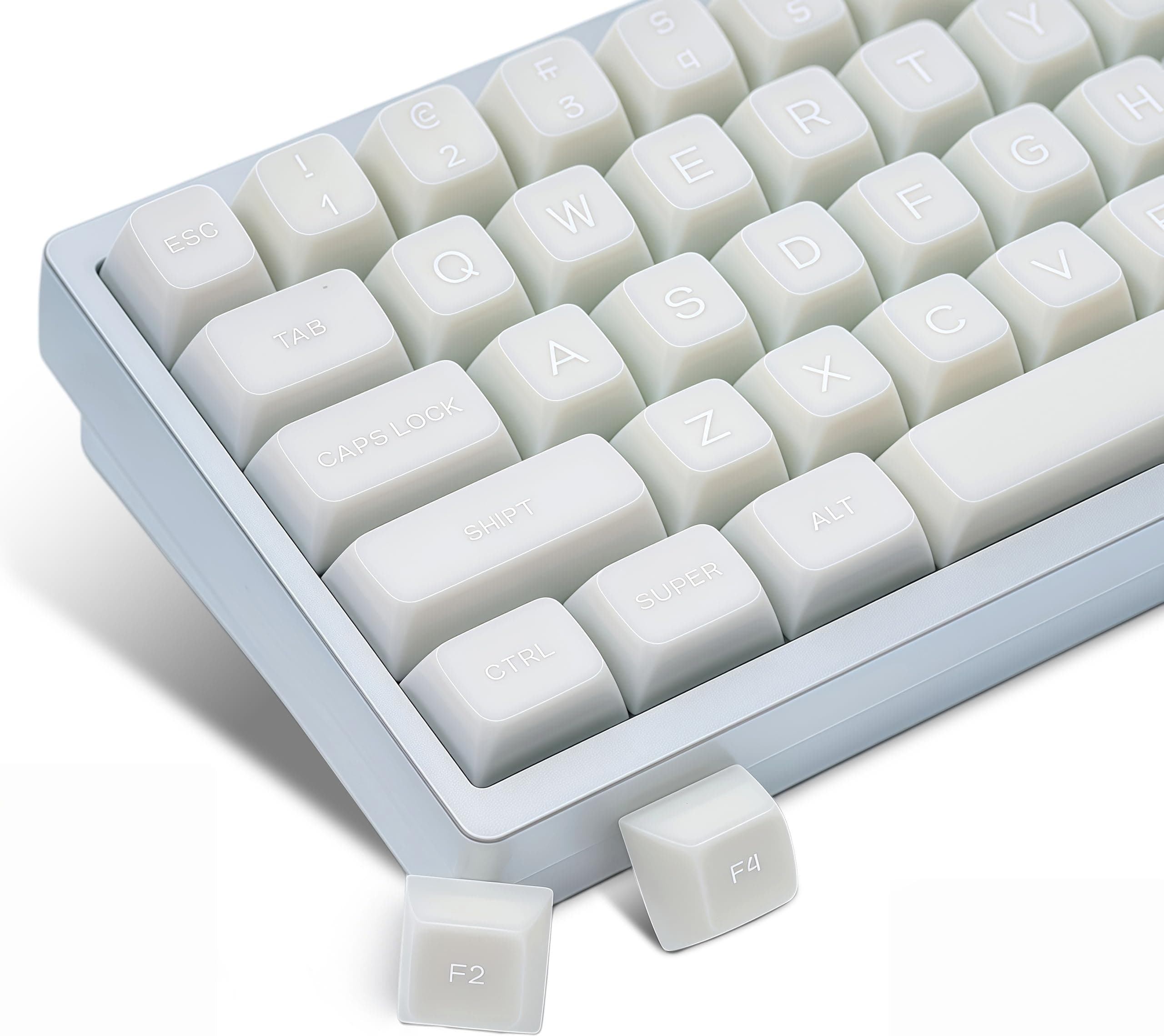 dagaladoo White Jade Keycaps, PBT Double Shot SA Profile, 140 Keys, Compatible with 61/64/68/84/87/100/104/108 Mechanical Keyboards (Only Keycaps)