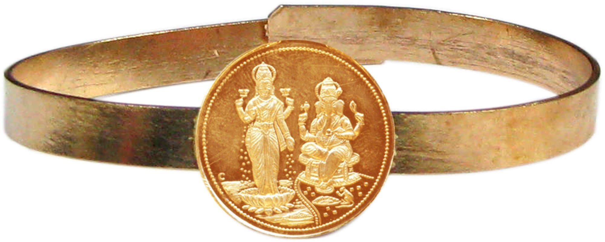 Bakthi TodayBakthi Today Bangle - Lakshmi Ganapathi Copper Bracelet Kankanam Kaapu Wristlet Standard Brown