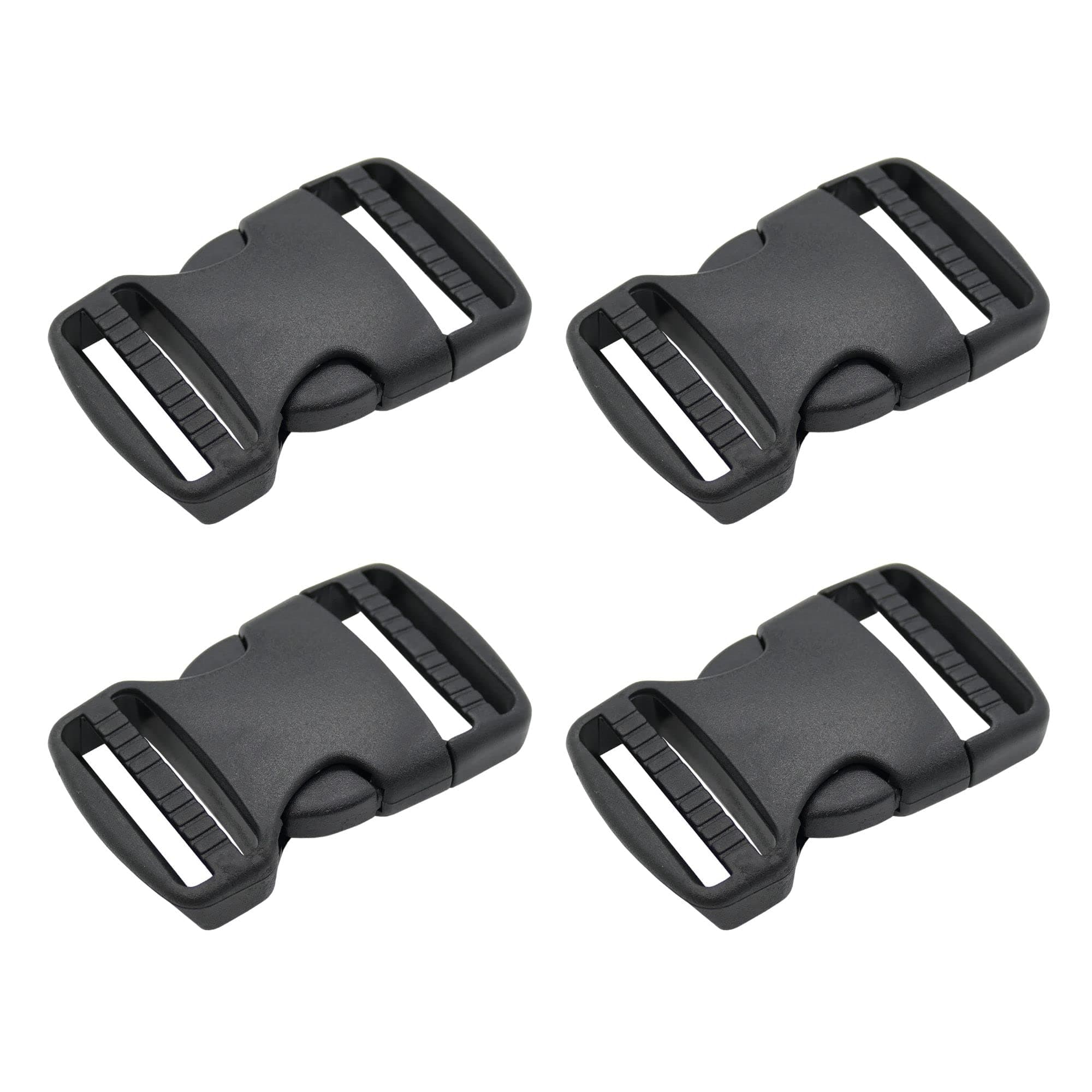 The Bead ShopThe Bead Shop Plastic Side Release Buckle Clip for Luggage, Rucksack/Back Pack, Webbing Strap (38mm - 4 pack, Black)