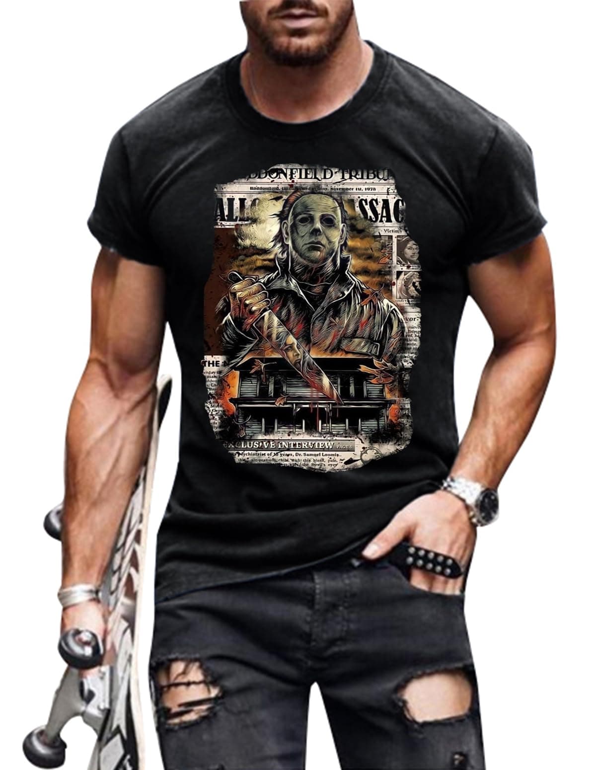 HeraladyMens Friends Halloween T-Shirt Halloween Horror Scary Graphic Short Sleeve Shirts Tee Top