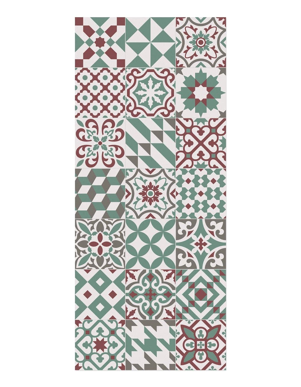 MAMUT Big Design Non-slip and flame retardant KITCHEN RUG. Eclectic Garnet 60x140cm. This plastic mat is easily cleaned with a mop. Made in Barcelona.