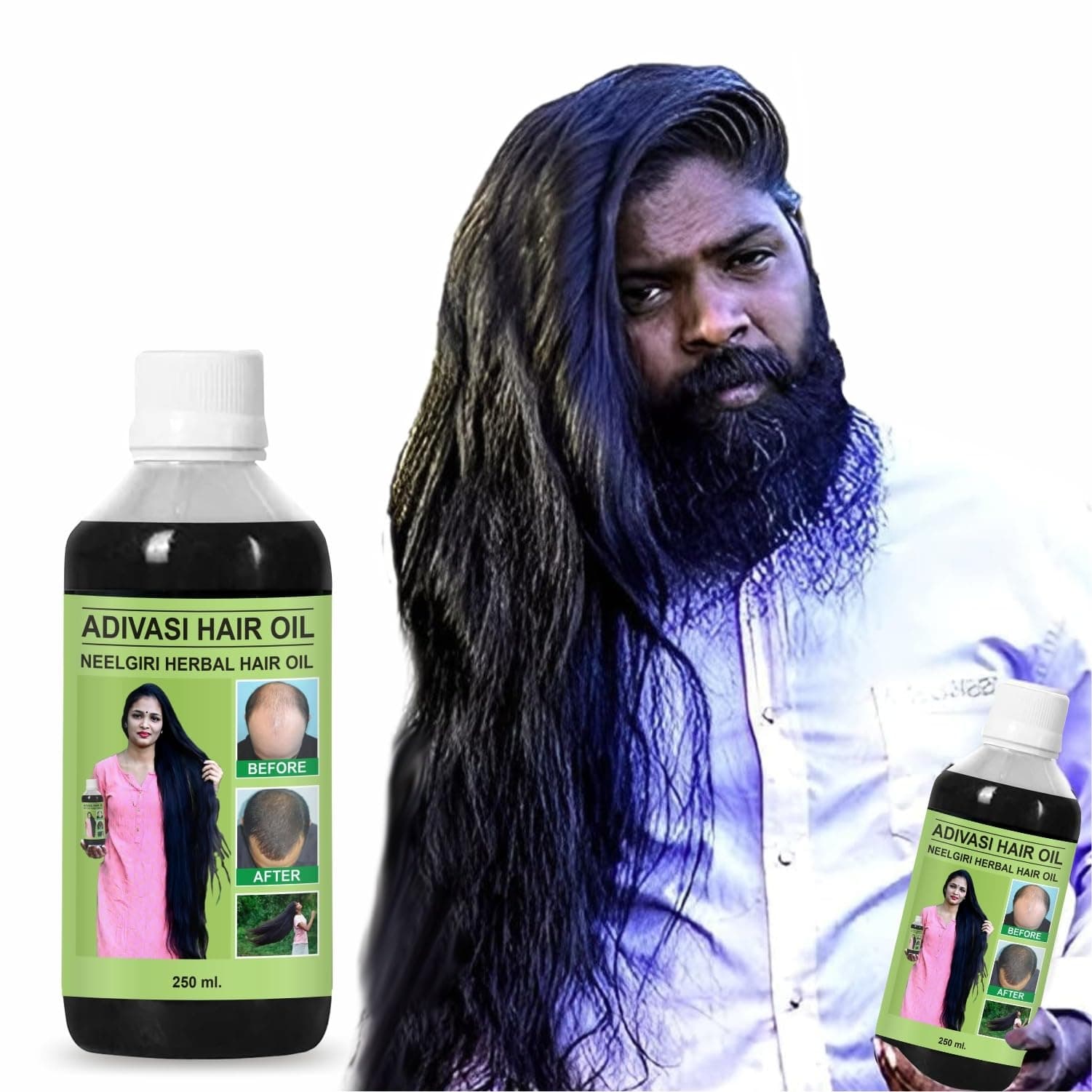 Original Adiwasi Hair Growth Oil 3 IN 1 Original Hair Adiwasi Hair Growth Oil | Adiwasi Herbal Kesh tel with Natural essential & Biotin for Control Hairfall anti dandruff (250-ML, PACK OF 1)