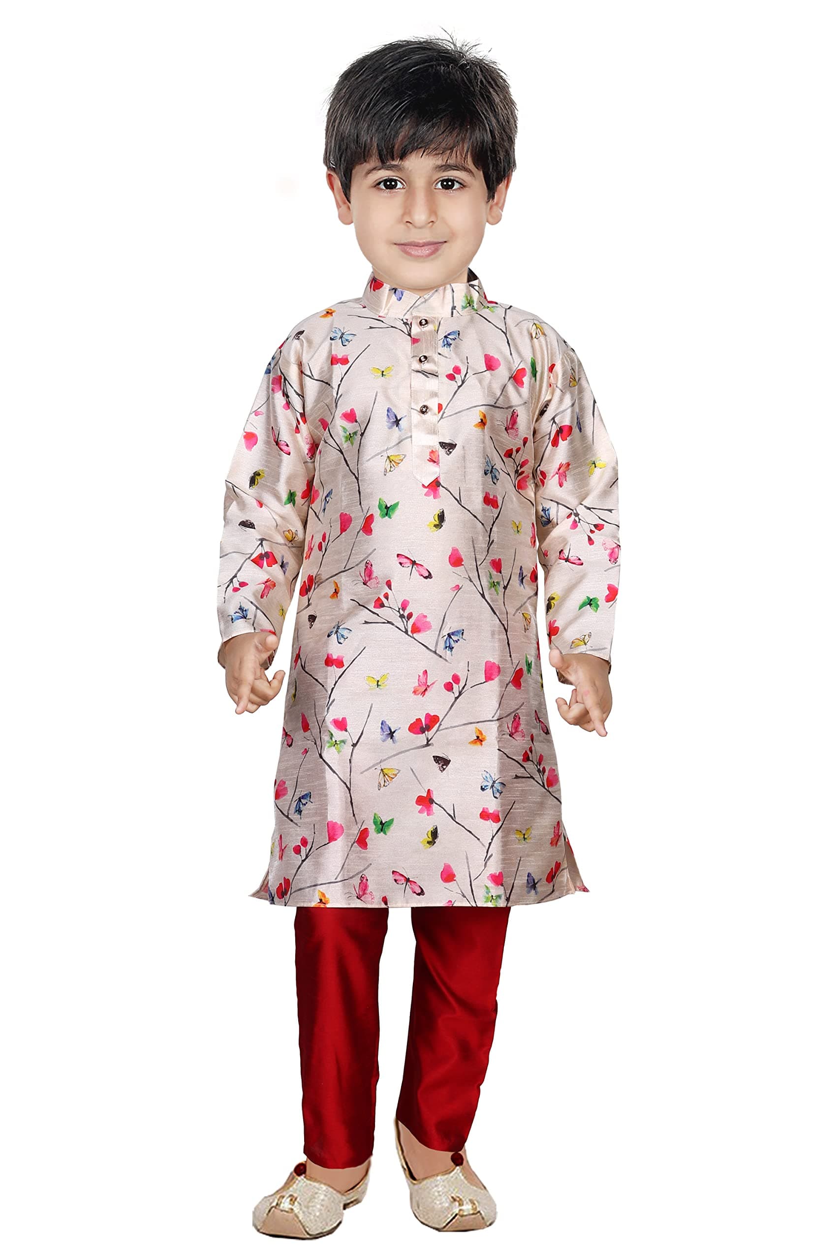 HRRMulticolor Butterfly Cotton Kurta Pajama Set for Boys Kids