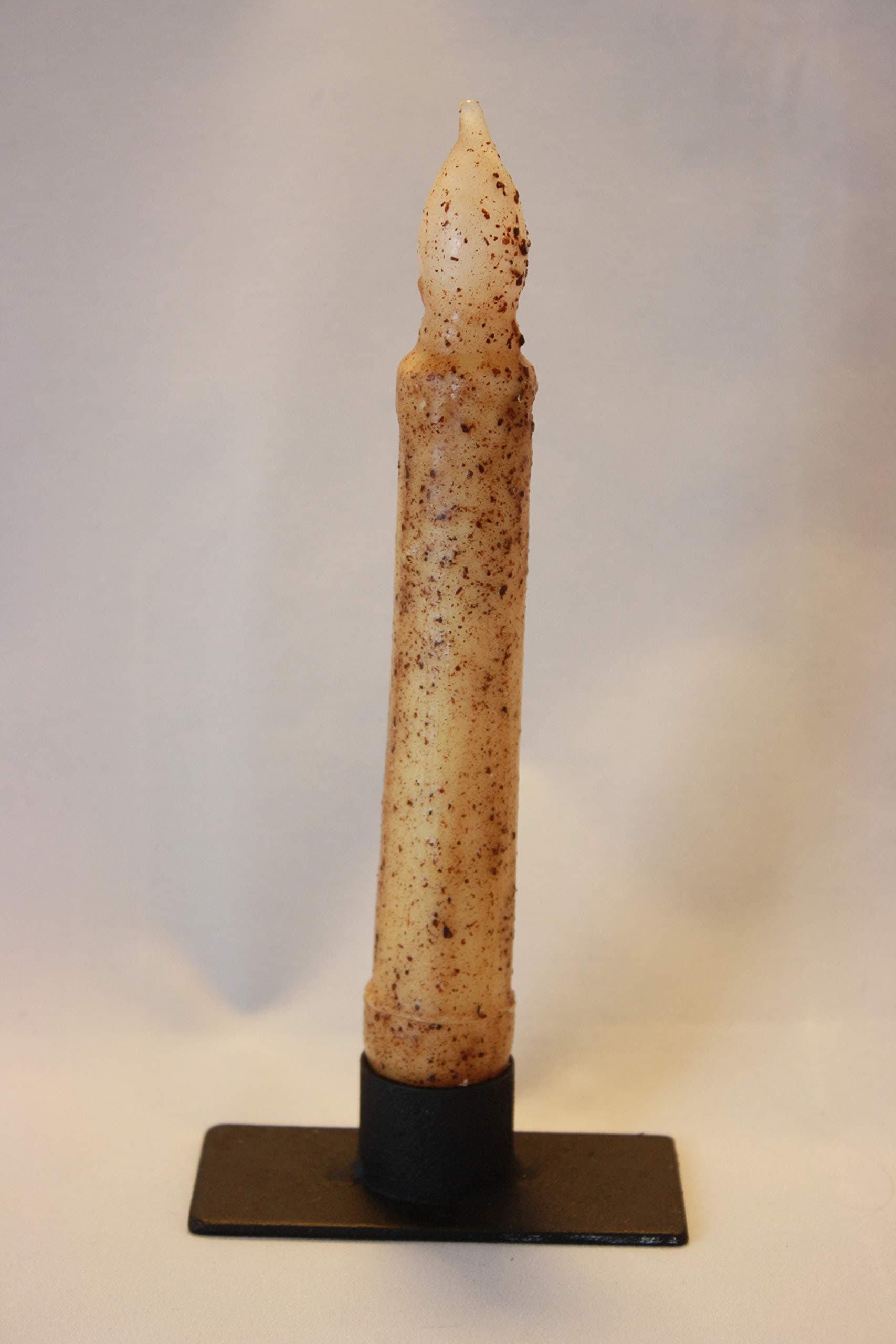 Primitive Burnt Ivory 6" Taper Candle with Timer & Cast Iron Holder (2)