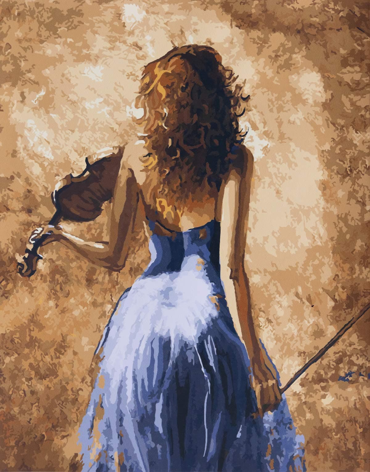 [Frameless]Diy Oil Painting Paint by Number Kit for Adult Kids-Linen material-A Woman of A Violin 16X20 Inch