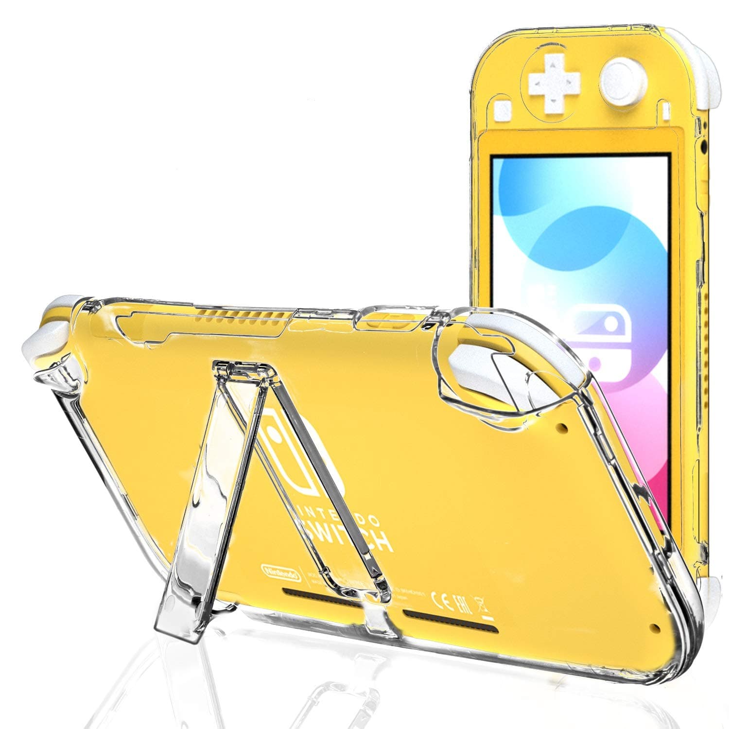 ECHZOVE Clear Case for Nintendo Switch Lite with Kickstand, Hard Case for Nintendo Switch lite with Stand