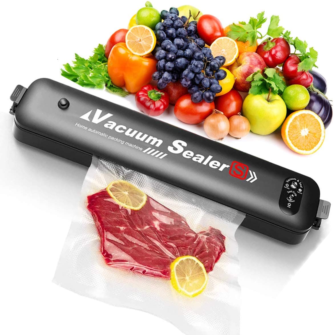 ACHAS Vacuum Sealer, Automatic Food Preservation Vacuum Air Sealer with 15 Sealing Bags,Food Sealing Machine Light Weight Food Saver for Dry/Moist/Fresh Food Storage