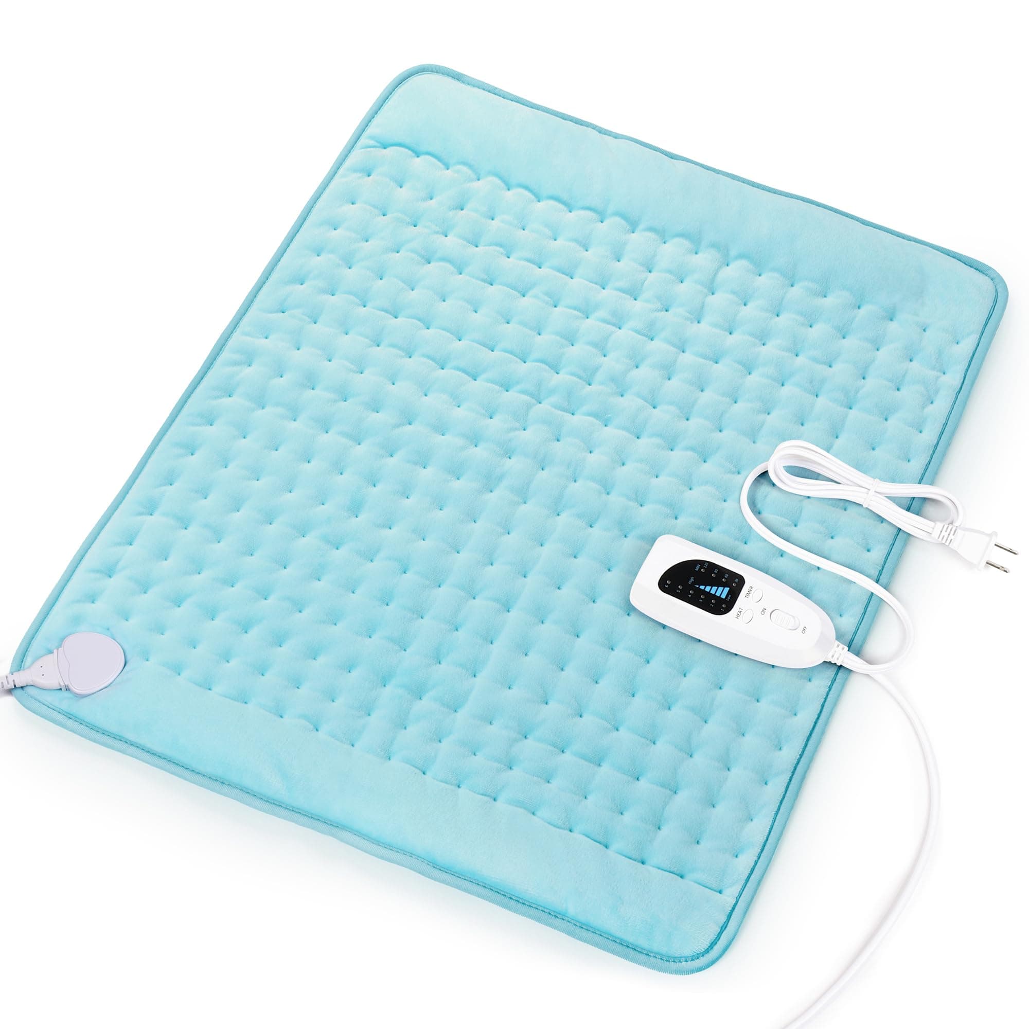 Deepsoon Heating Pad-Electric Heating Pads for Back,Neck,Abdomen,Moist Heated Pad for Shoulder,Knee,Hot Pad for Arms and Legs,Dry&Moist Heat & Auto Shut Off(Light Blue, 20''×24'')